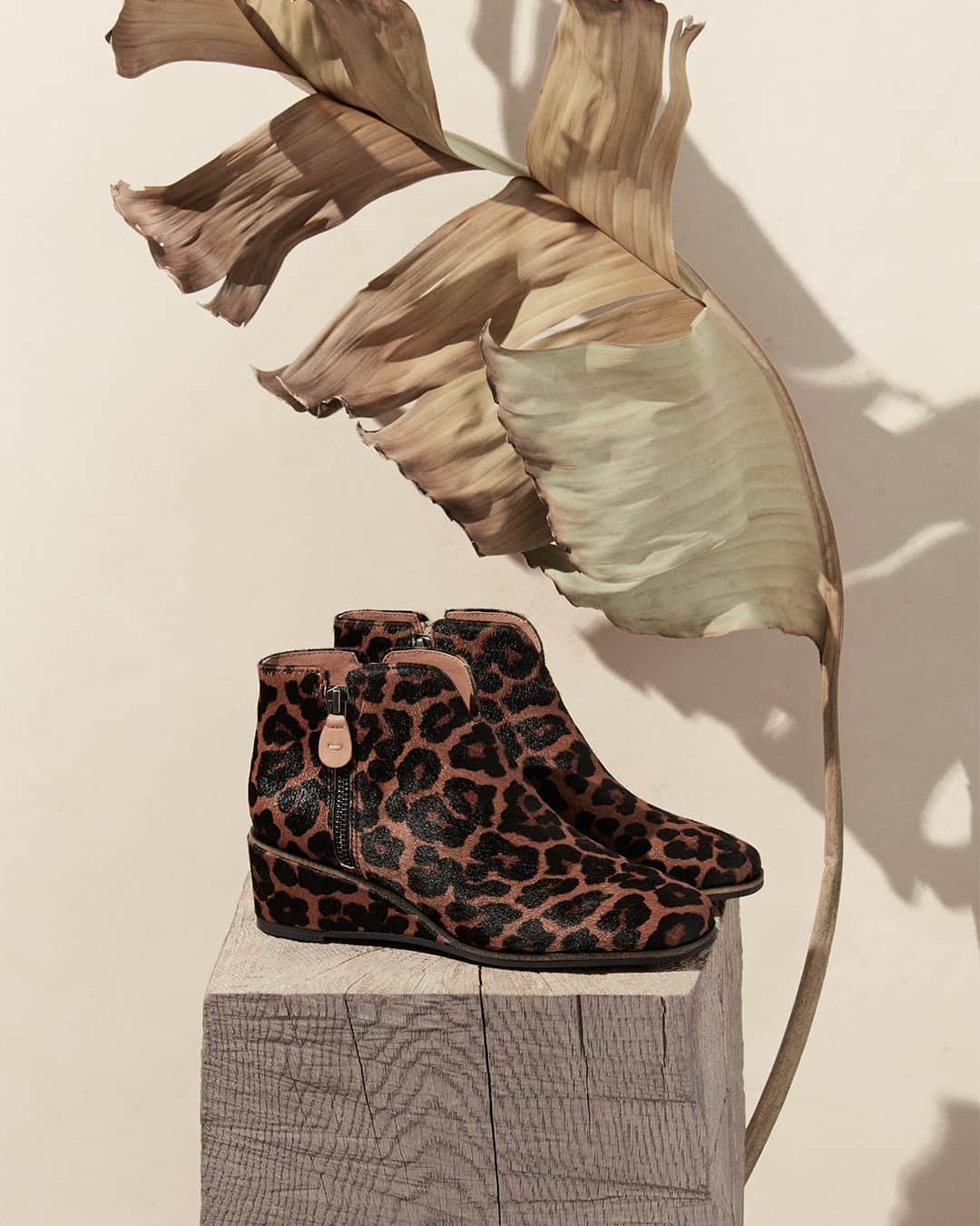 ケネスコールのインスタグラム：「It’s getting wild out there again. Tread carefully in our Ella leopard-print wedge booties by Gentle Souls (and always complement them with a mask). #StaySafe #WearAFuckingMask #FallStyle #ToeToHead  When you shop at KennethCole.com, we’ll donate to The New York Public Library in support of The Harry Belafonte Black Liberation Speaker Series. Info link in bio.」