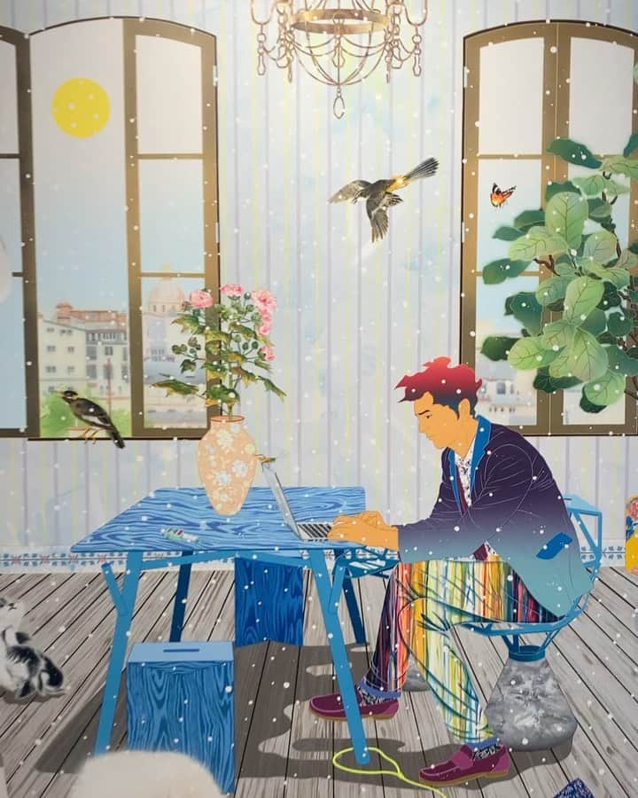 松山智一のインスタグラム：「“Desktop Utopia “, 2020  Currently on view @thelongmuseum」