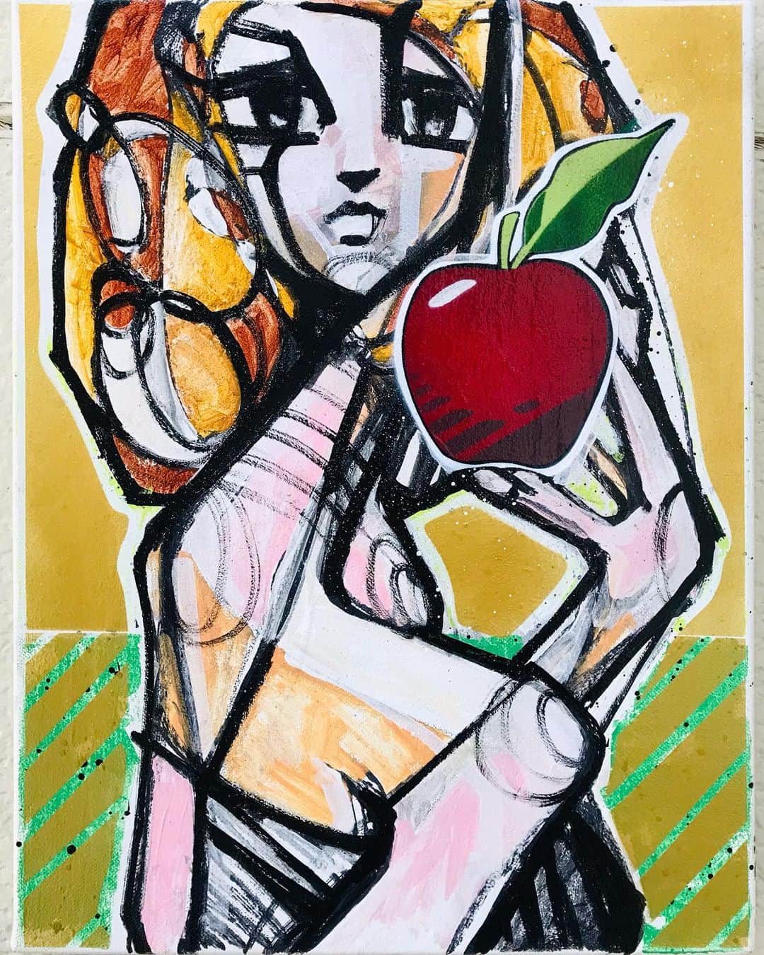 LOOTONEのインスタグラム：「LOOTONE Artwrok 2018 "A girl with an apple"  Size : F8  この作品へのお問い合わせは ガレリア・グラフィカ(銀座)まで。 Contact this artwork www.galleriagrafica.com @galleria_grafica_tokio」