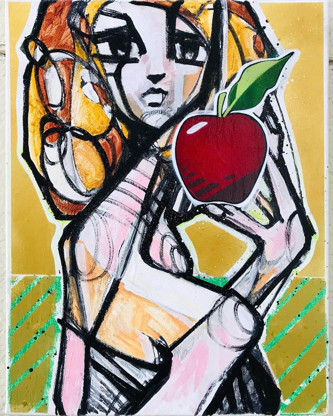 のインスタグラム：「LOOTONE Artwrok 2018 "A girl with an apple"  Size : F8  この作品へのお問い合わせは ガレリア・グラフィカ(銀座)まで。 Contact this artwork www.galleriagrafica.com @galleria_grafica_tokio」