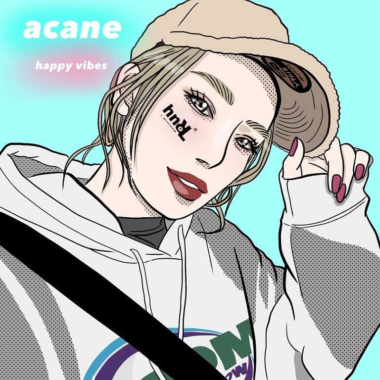 acaneのインスタグラム：「・ 友達が描いてくれた絵が可愛すぎる🥰  ほのほのありがと😋 @hnrlbrand   今日は渋谷で19時からライブだ〜！ たのしみ❤️❤️❤️」