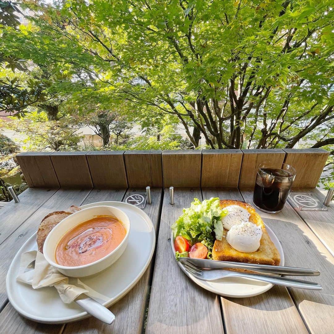 黒田莉来さんのインスタグラム写真 - (黒田莉来Instagram)「#bluebottlecoffee 青山店  土曜日だし混んでそうだな〜と思い8:00の開店と同時に☀️ けど休日とは思えないくらい空いてました🤣  以前午後から行った時は座れなかったので、休日は午前中から行けば必ず座れると思います🙆‍♀️  テラス席がほんっとうにお勧め🌿  #bluebottlecoffeeaoyama  #ブルーボトルコーヒー青山カフェ #表参道カフェ#モーニングプレート」11月15日 21時16分 - kuroda_tomatochan