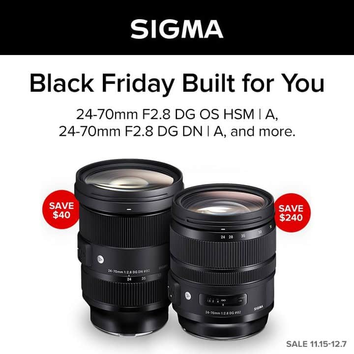 Sigma Corp Of America（シグマ）さんのインスタグラム写真 - (Sigma Corp Of America（シグマ）Instagram)「** Surprise! ** Black Friday deals on SIGMA lenses are starting just a tad early. 😃  This year, we're offering Instant Savings on both the acclaimed 24-70mm F2.8 DG OS HSM  Art zoom lens and the mirrorless-exclusive 24-70mm F2.8 DG DN  Art. In addition, our most popular Art prime lenses -- the 35mm F1.4 DG HSM  Art, 50mm F1.4 DG HSM  Art and 85mm F1.4 DG HSM  Art – will feature savings from 11/15 through 12/17.  LINK in bio or go to: sigmaphoto.com/black-friday  #SIGMA #sigmaphoto #blackfriday #blackfriday2020 #blackfridaysale #sigma2470art #sigma2470dgdn #sigma35mmart #sigma50mmart #sigma85mmart #deals #limitedtimeoffer #sigmalens #sigmalenses」11月15日 23時39分 - sigmaphoto