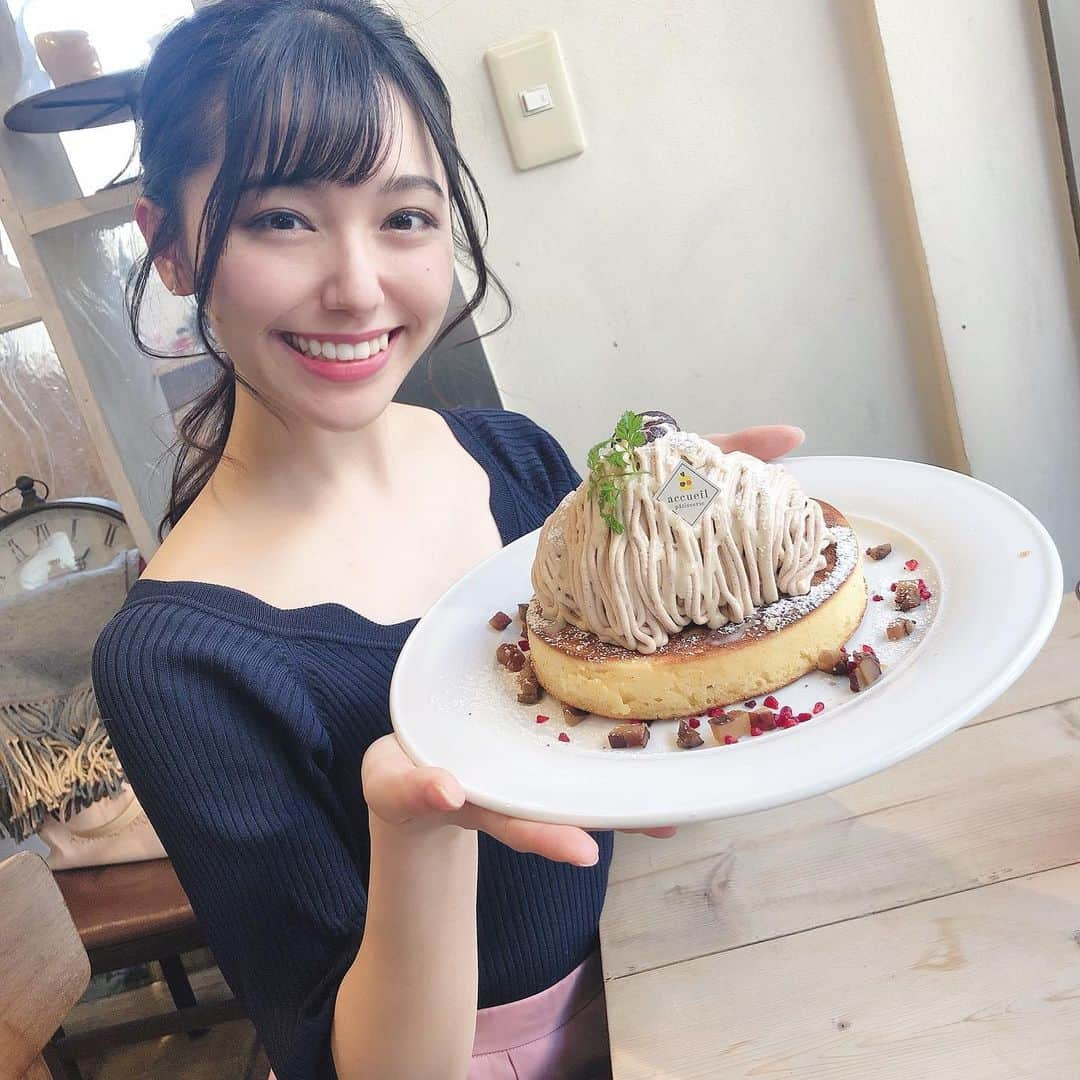 林花音のインスタグラム：「モンブラン✖︎パンケーキ🥞 ・ 幸幸🌰 ・ ・ ・ ・ ・」