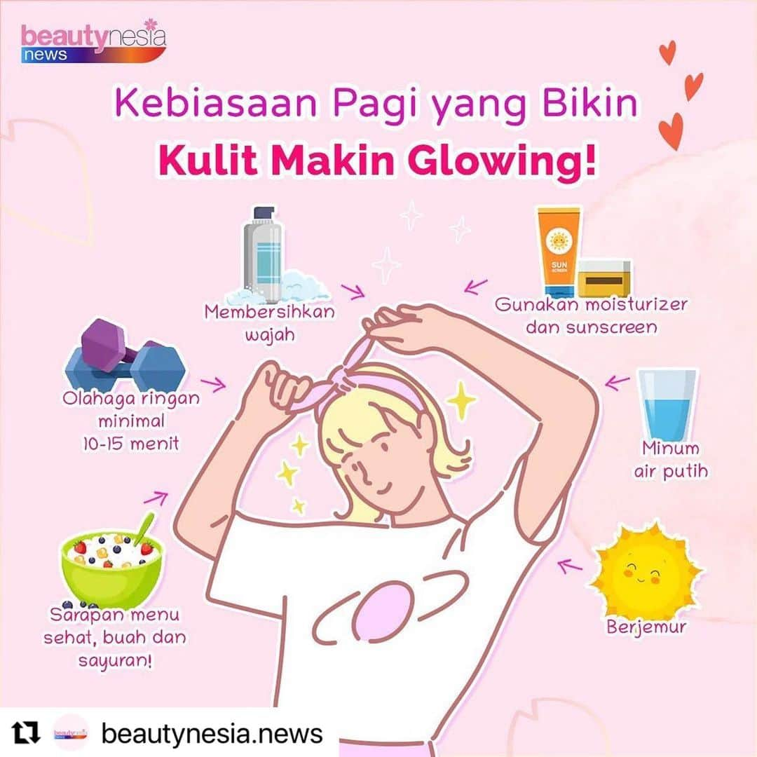 Beauty | Health | Fashionさんのインスタグラム写真 - (Beauty | Health | FashionInstagram)「✨ Repost from #BeautynesiaNews ✨  ・・・ Pengen gak sih beb, saat kamu bangun tidur trus bercermin wajah langsung auto glowing? ⁣Nah, ternyata dengan melakukan kebiasaan ini setiap pagi secara rutin bisa banget bikin wajah kamu glowing lho 😉⁣⁣ ⁣⁣ Jadi, jangan lupa dilakuin setiap hari ya. Komen dong, kebiasaan apa yang udah kamu lakuin pagi ini ✨😁?  Tag temen kamu yang mau kamu ajak untuk glowing bareng bareng nih beb!⁣⁣ ⁣ —⁣ ⁣ #BeautynesiaNews #glowing2020 #KulitKombinasi #SkincareRoutine #JenisKulit #TipsKecantikan #TipsCantik #skincaremurah #kulitberminyak #facialwash #kulitkering #kulitnormal #morningskincareroutine #nightskincareroutine #tipsskincare #skincarerutin #tonermurah #jeniskulit #urutanskincare #skincaremalam #mengatasikulitberminyak ⁣#basicskincare #infoskincare #infokecantikan #produkskincare⁣ #skincarepagi #sunscreen #kulitglowing #glowingskincare」11月16日 13時13分 - beautynesia.id