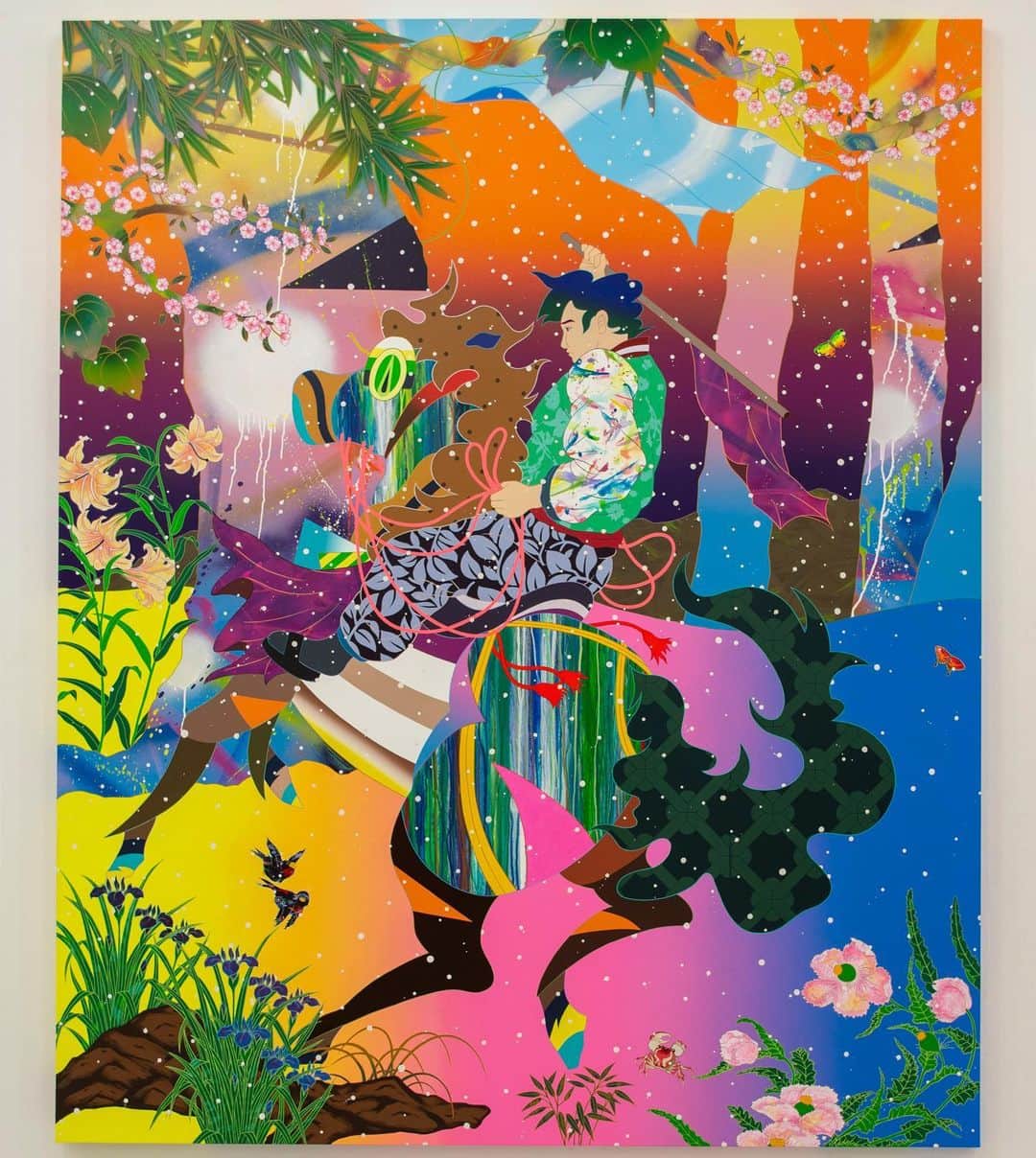 松山智一のインスタグラム：「“Hanabi, He said She said”, A work currently on view @thelongmuseum」