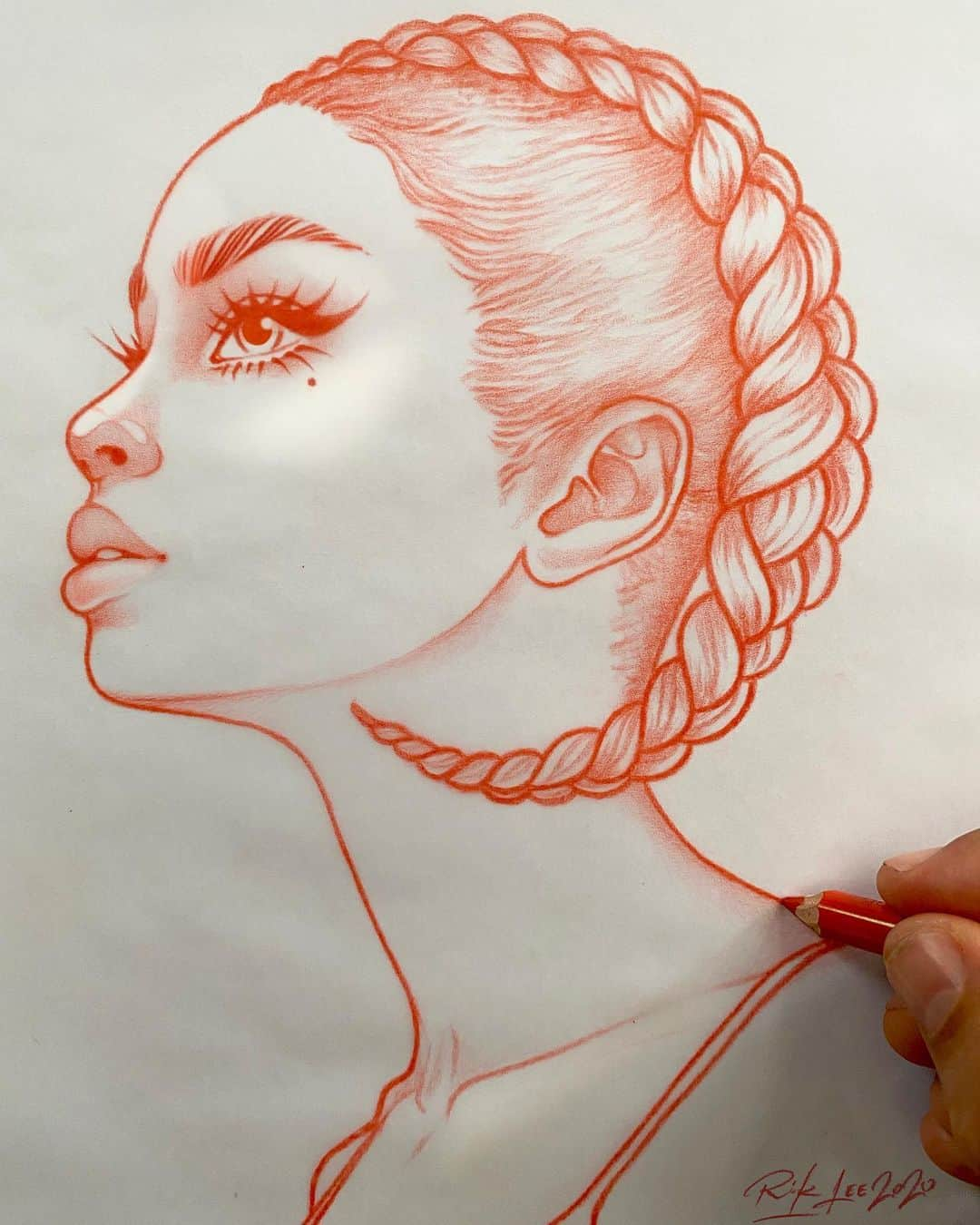 Rik Leeのインスタグラム：「Sketching the next piece in my zodiac series. Can you guess which sign she is?  . #riklee #illustration #zodiac #sketch #aries #starsign #horoscope #art #pencildrawing #tattoo」