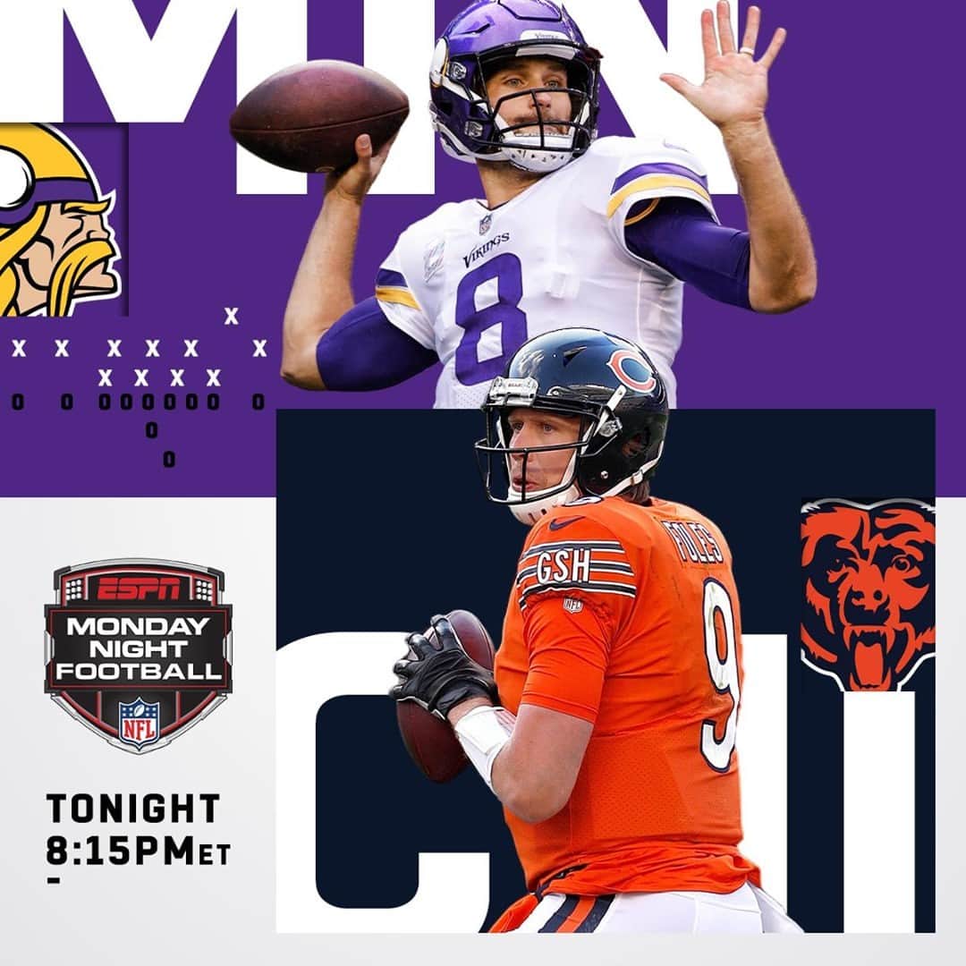 NFLさんのインスタグラム写真 - (NFLInstagram)「Which side are you on?⁣ ⁣ 📺: #MINvsCHI -- Tonight 8:15pm ET on ESPN⁣ 📱: NFL app // Yahoo Sports app」11月16日 22時31分 - nfl
