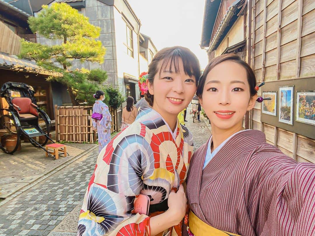 野口啓代のインスタグラム：「ぷらり♡KOEDO旅 with my friend @nyaruminmin  • • ぽかぽか陽気の中、着物着て食べ歩き楽し過ぎた〜🍡🍧☕️」