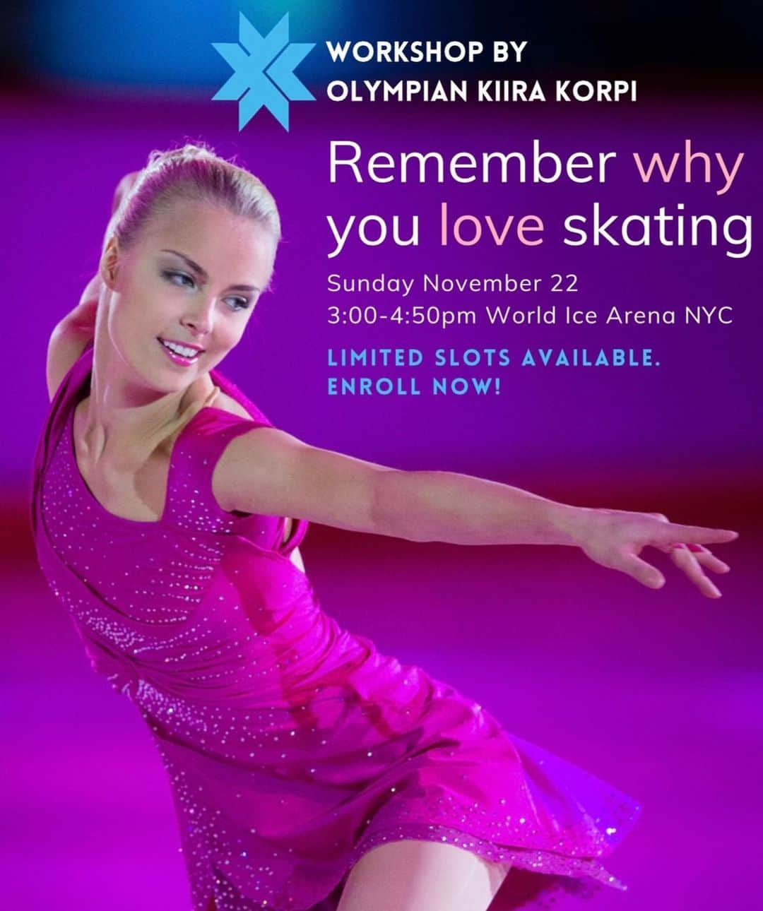 キーラ・コルピのインスタグラム：「Can’t wait to have this fun skating experience with y’all at the end of THIS WEEK!! You will feel empowered on the ice technically and physically, AND also mentally and emotionally ⛸💎💞 Sign up if you haven’t done so yet!  (for more info and how to register, visit the link in my bio)」