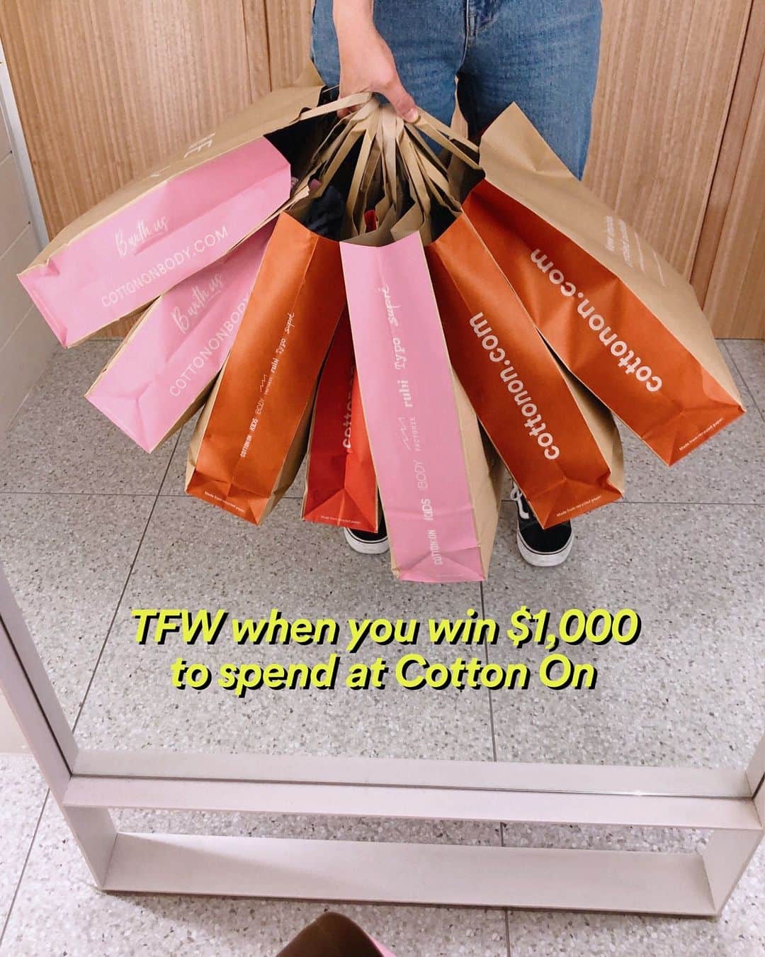 COTTON ONさんのインスタグラム写真 - (COTTON ONInstagram)「❗ Our biggest shopping event EVER is coming ❗ Wanna win a $1,000 voucher to get whatever you want? 🤑  To enter: 👉 Tag 2 friends 👉 All be following @cottonon @cottononbody @cottononmen & @rubi_anz (we’ll be checking 😉)  Enter as many times as you like. Good luck!  Comp closes midnight 19 November. Winner will be announced here. T&Cs apply.」11月16日 15時00分 - cottonon