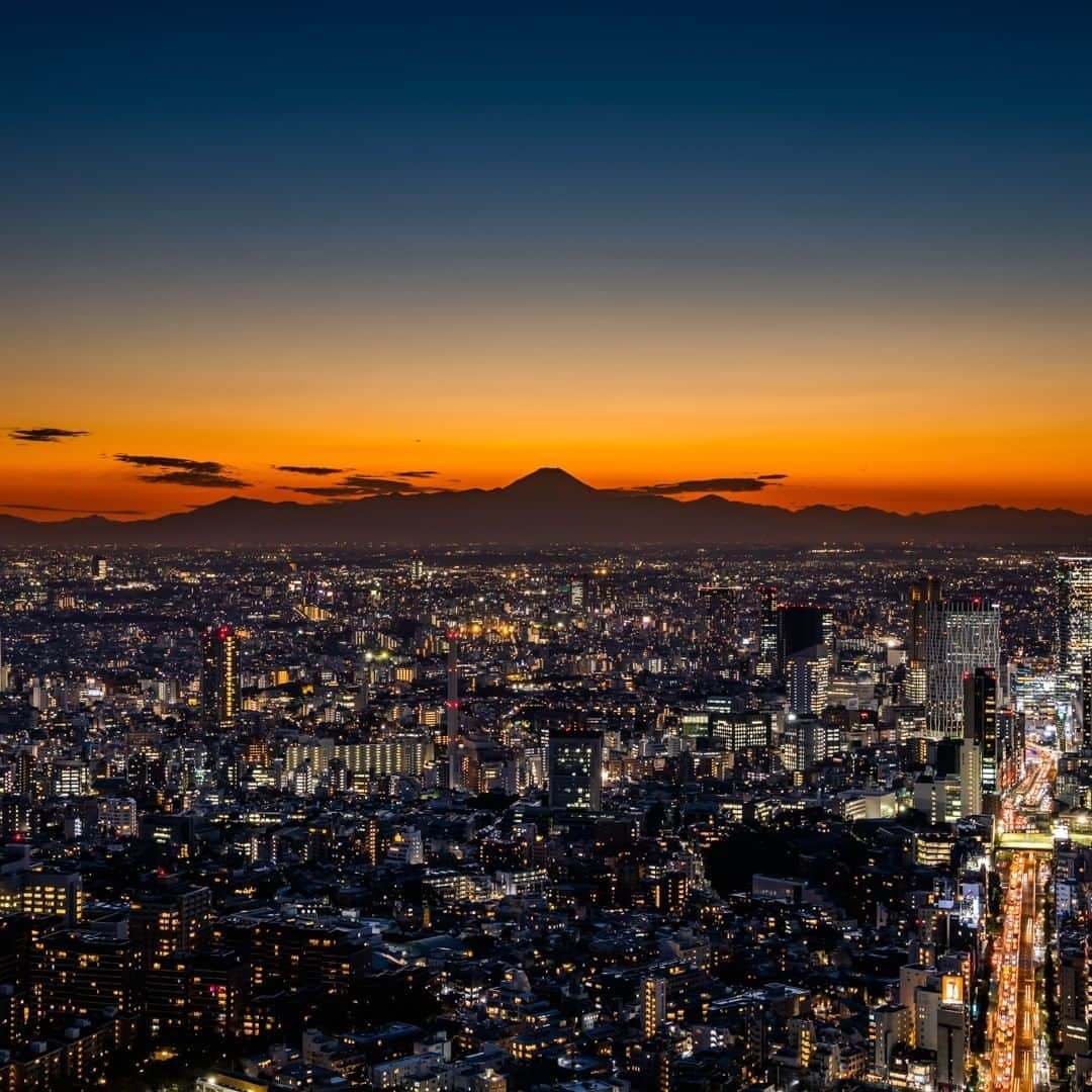 Tokyo City View 六本木ヒルズ展望台のインスタグラム：「✔生でみると感動します。 都市と富士山が美しい季節になりました。 #東京シティビュー https://tcv.roppongihills.com/jp/enjoy/intro/index.html 東京シティビュー オフィシャルフォトグラファー 荒谷良一氏による屋上スカイデッキからの絶景をお届けします。 #tokyo #tokyocityview #mtfuji #roppongihills #observatory」