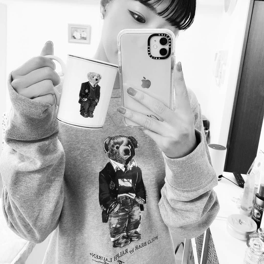 Chiharuのインスタグラム：「ぽろべあグッズ🧸🖤 今日もお疲れ様でございました➰🙌 #pororalphlauren  #ラルフローレン #ポロベアートレーナー #ポロベア」