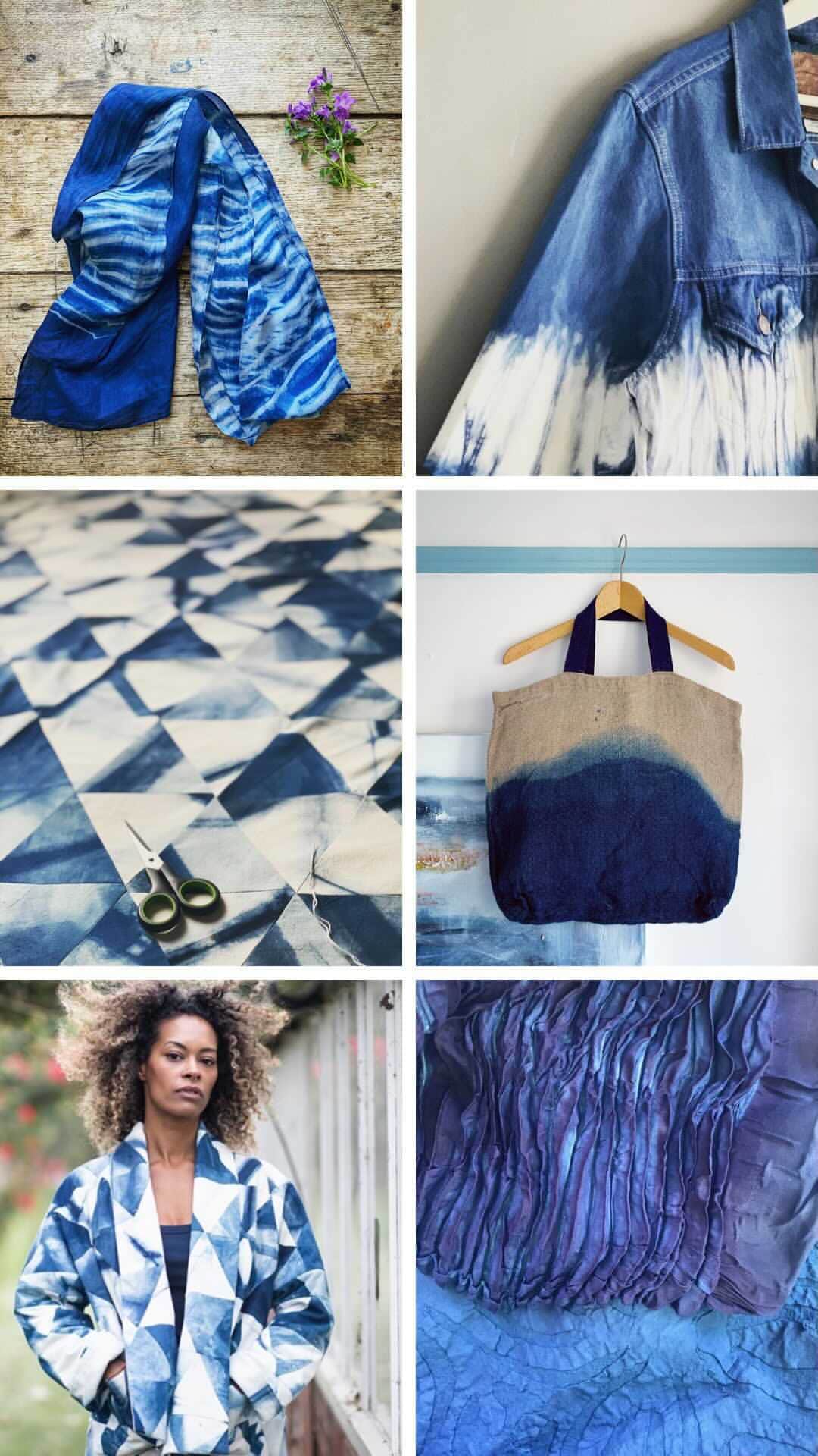 Tea and sittingのインスタグラム：「Chatting this morning with @lisareddings founder of @theindigowares about lots of her indigo dyeing processes and how she has been adapting her business to be more ethical and sustainable. She also gives us a bit of a dyeing demonstration where you can literally see the magic of indigo oxidising 💚➡️💙」