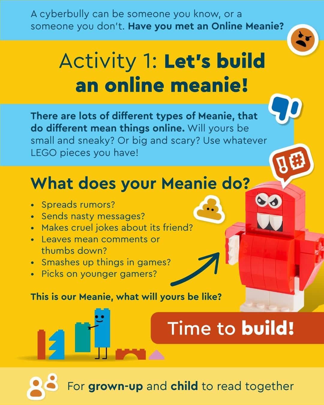 LEGOさんのインスタグラム写真 - (LEGOInstagram)「Want to talk about cyberbullying with your child, but feeling 😬?  Try our free Build & Talk activity at home this Anti-Bullying Week. See more on LEGO.com/cyberbullying  #Cyberbullying  #AntiBullyingWeek #LEGO #RebuildTheWorld #FreeActivity  #LEGOActivity」11月16日 21時00分 - lego