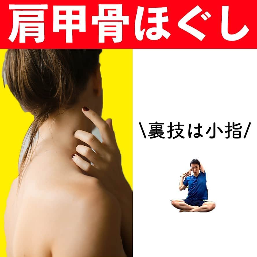 ととのえて、からだ。@渋谷発パーソナルトレーニングジムのインスタグラム：「肩甲骨ほぐしの裏技は小指・・・！  こんばんは、こんさんです✨  今日は肩甲骨ほぐしについてお伝えしていきたいと思います🙌 体の”コリ”をとっていくには、体の仕組みを使うと良い  （あとでやる！という人は「保存」しておくと良い感じです♪）  ＜＜ととからのひみつきちについて＞＞ ﻿ ﻿ ひみつきちでは、一般アカウントには無い濃いコンテンツを配信しています😌 ﻿ ﻿ ・限定ライブ（質疑応答、お食事のこと、ブートキャンプ、種目の詳細解説まで） ﻿ ﻿ ・限定コミュニティ（不定期のLINEグループで3週間の習慣化チャレンジ） ﻿ ﻿ ・限定動画（ダイエット以外にも応用出来る継続化、習慣化スキルについての動画） ﻿ ﻿ ・週報メルマガ（１週間分のメニューが届きます！もう「何やれば良い？」なんていうのがなくなります）﻿ ﻿ と盛り盛りのコンテンツがワンコインで楽しめます。プロフィールのURLから詳細をご覧になれますので、ぜひご参加くださいませ✨」