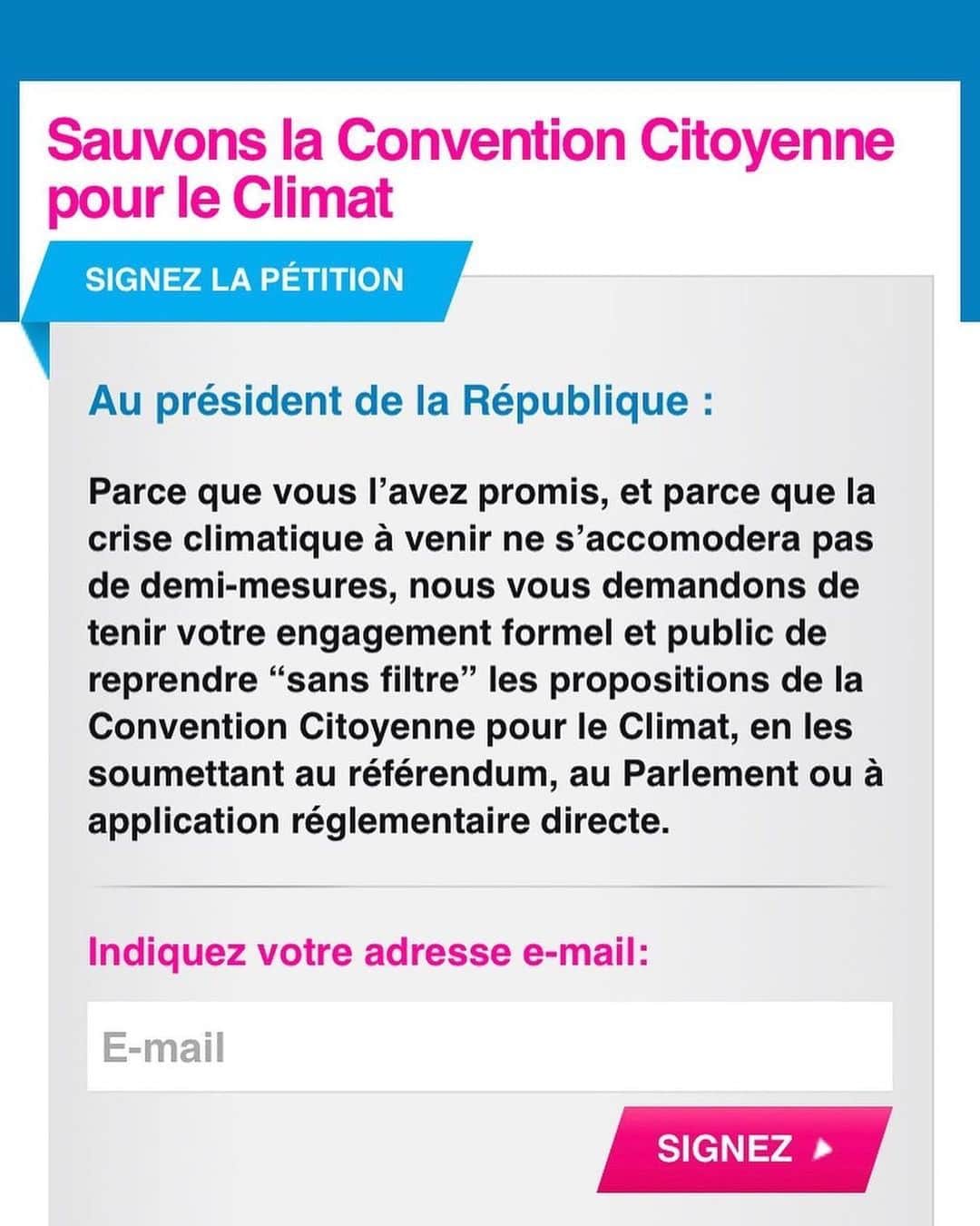 マリオン・コティヤールのインスタグラム：「Pour que le travail exceptionnel fourni par la convention citoyenne porte ses fruits nous avons besoin de vous pour demander à @emmanuelmacron  de tenir ses promesses. Monsieur le président @emmanuelmacron ,en ces temps tumultueux nous savons que vous avez beaucoup à faire. Nous avons aussi conscience que le temps est venu de prendre des décisions majeures qui feront évoluer notre société vers une justice climatique et sociale. #urgence Avec tout mon respect et mon espoir.....Lien dans ma bio........ #repost @cyril_dion ・・・ Les amis, besoin de vous pour sauver le travail de la @conv_citoyenne.  Nous avons réussi à la créer grâce au 2,2 millions de signature de l’affaire du siècle et aux centaines de milliers de personnes dans la rue (Gilets jaunes et marches climat). Si nous voulons avoir une chance qu’un maximum de mesures soient reprises et votées il va falloir être nombreux à nouveau. Nous sommes plus de 100 000 à avoir signé depuis ce matin. Merci de signer et de partager au maximum ! #conventioncitoyennepourleclimat  Lien dans ma bio」