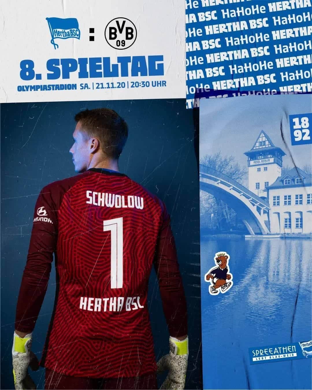 ヘルタ・ベルリンのインスタグラム：「Samstachabend steht endlich wieder ein Flutlichtspiel in unserem Wohnzimmer @olympiastadionberlin an. 🤗 Wir sind heiß auf #BSCBVB! 🔥 . . #HaHoHe #herthabsc」