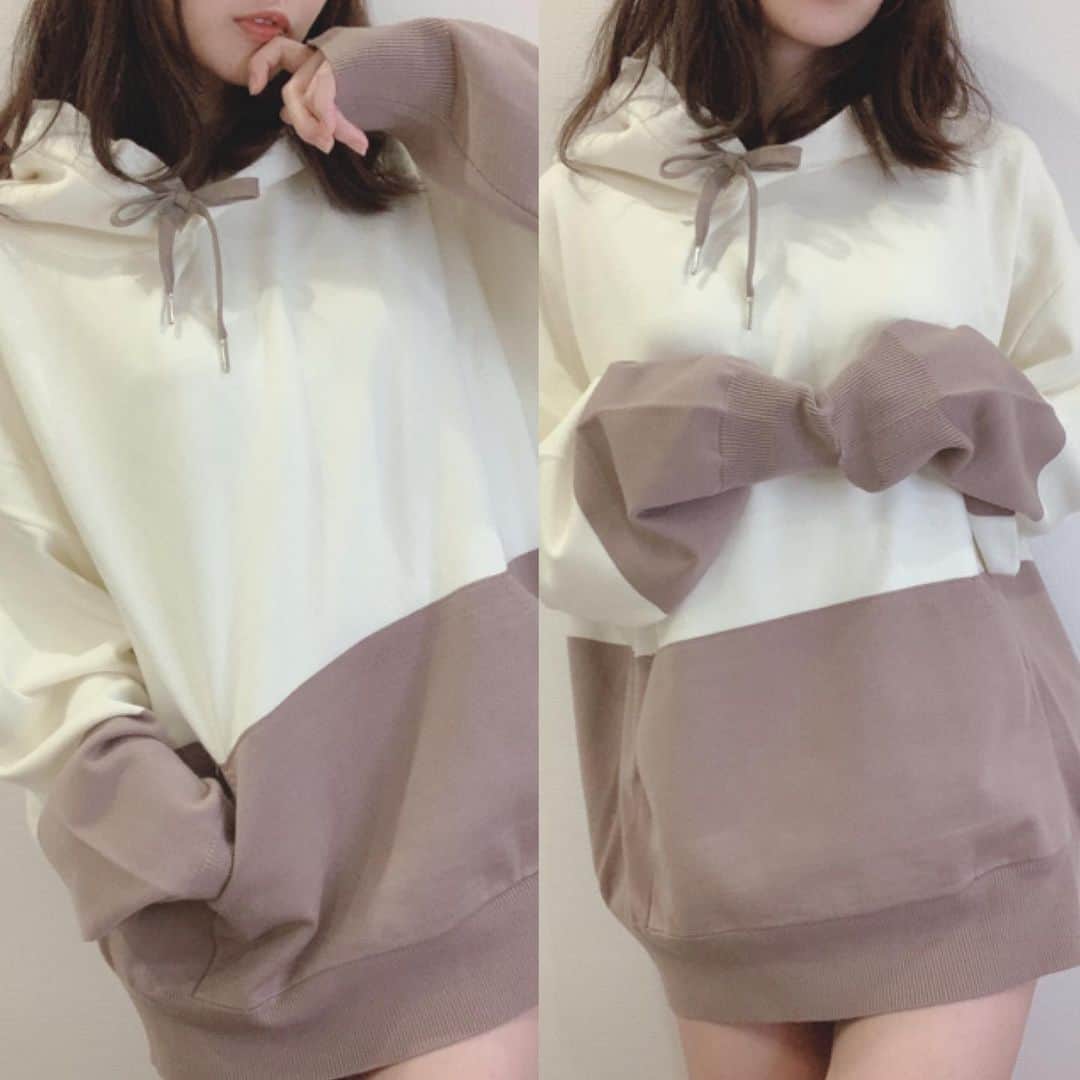 空野青空のインスタグラム：「#Racine @racine.store  さんのふわモコパーカーが届きました〜🐏✨  ゆったりデザインで着心地がよすぎる…！！！！！マロンぽいバイカラーがめっきゃわ🧸 くまさんのフィルターで自撮りもしたので、後日載せますね( •́ .̫ •̀ )  全おにゃの子戦士のみんなに着てほちい1枚ですなぁ❣️❣️❣️  #ゆったりコーデ #楽ちんコーデ #バイカラー #パーカー #パーカー女子 #くすみカラー #くすみカラーコーデ #ラシーヌ #ゆるコーデ #ゆるふわパーマ #ゆるモコパーカー #冬服 #ルームウェア #カジュアルコーデ #あおにゃん #空野青空 #あおべべ #racinestore #ラシーヌ #ふんわりモカパーカー #パーカー #パーカーコーデ #ニットパーカー #パーカー女子 #ファッション #ootd #fashion」