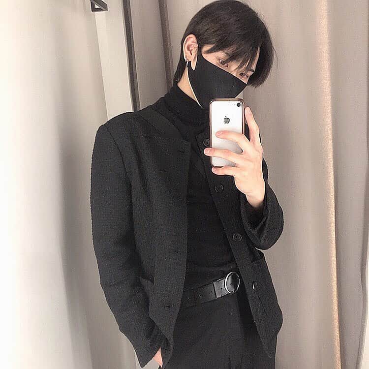 星那さんのインスタグラム写真 星那instagram まっくろ メンズファッション ブラックコーデ 韓国ファッション 11月16日 21時59分 Sn 55