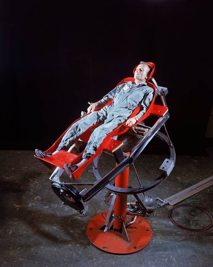 lifeのインスタグラム：「Yesterday's incredible SpaceX launch reminds us of the original US astronauts: the Mercury Seven. Here's one of them, Donald "Deke" Slayton, training in an orbital simulator at Langley Air Force base, 1959. To see more photos of these space pioneers, tap the link in bio. (📷Ralph Morse/LIFE Picture Collection) #mercury7 #astronauts #1950s」