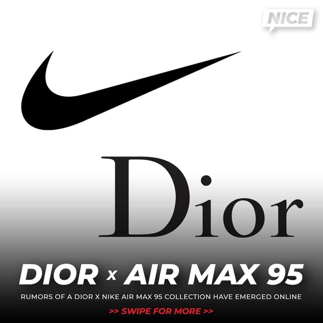 のインスタグラム：「All hype or are you anticipating this Dior x Nike collab? 🤔」