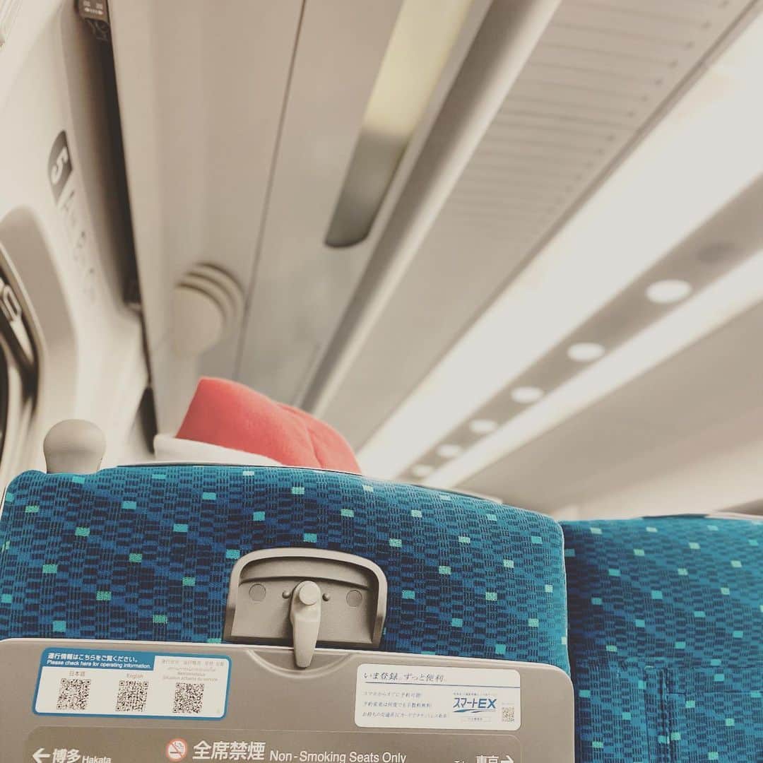鴨志田由貴のインスタグラム：「お、俺の前にあの方が乗ってる？ トナカイとかじゃなく、今はの時期は新幹線で色々手続きとかしに行くのかな？ #サンタ　#トナカイ不在」