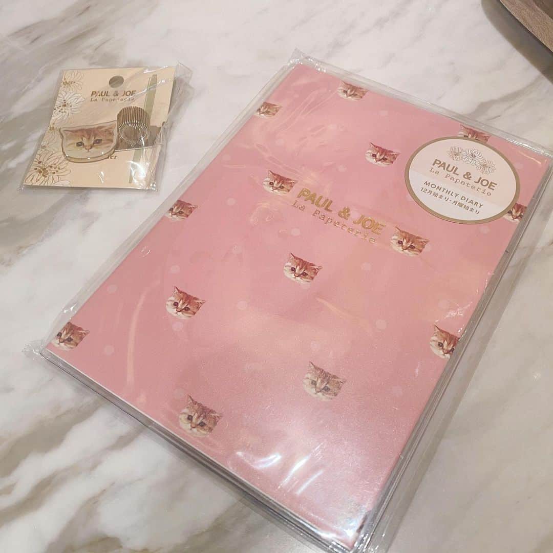 根岸愛のインスタグラム：「📔💝📔 new手帳🥰 PAUL&JOEのこの 猫シリーズ好き🐈💕 中身がこのサイズが1番可愛いから去年より少し大きいのにした！ #paulandjoe #cat #schedulebook #手帳 #猫 #ねこ」