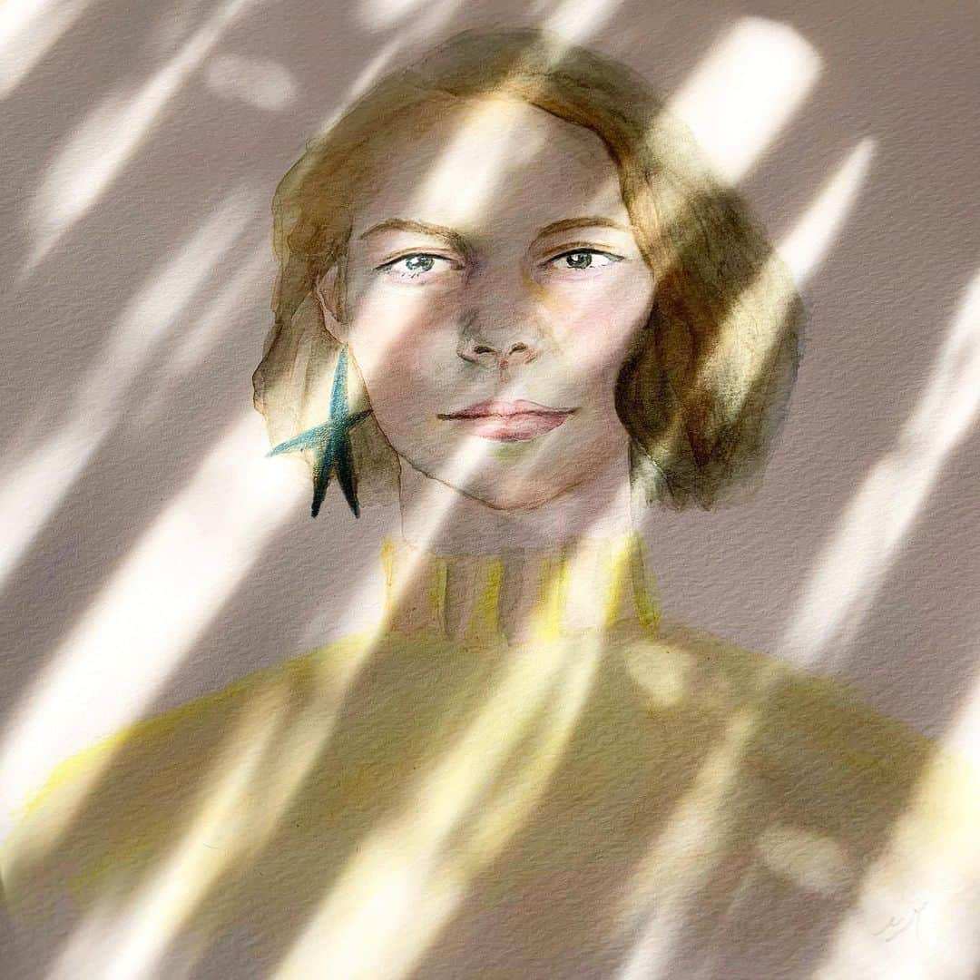 高杉さと美さんのインスタグラム写真 - (高杉さと美Instagram)「Swipe👉  Golden Afternoon☀︎  #girl #drawing #artoftheday #illustration #fashion #makeup #beauty #portrait #watercolor #michellemira  #午後 #陽射し #光」11月17日 13時01分 - satomi_mira