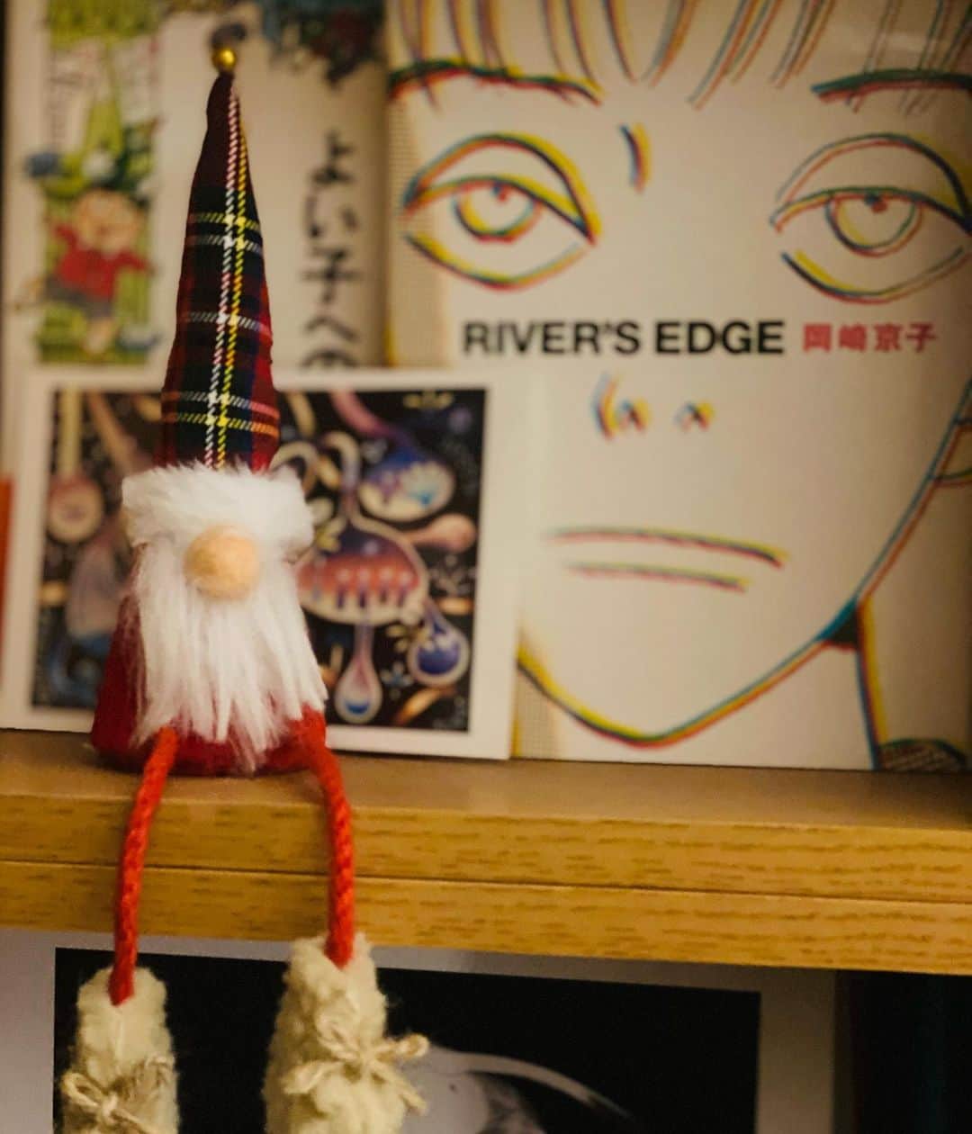 蒼山幸子さんのインスタグラム写真 - (蒼山幸子Instagram)「そういえば。 クリスマスとか 特別祝う人間じゃないんですが この前出掛けた時見かけて なんか気になって 連れてきてしまいました。 このひと。 本棚、なかなか居心地良さそう。」11月17日 18時51分 - sachiko_aoyama