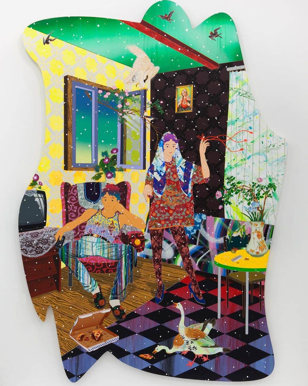 松山智一のインスタグラム：「“Wonderlust innocence “2019 Work currently on view @thelongmuseum   現在 龍美術館個展で展示中の一点。今回の展示を象徴する作品の一つ。🙏 @yu_kawasaki8」