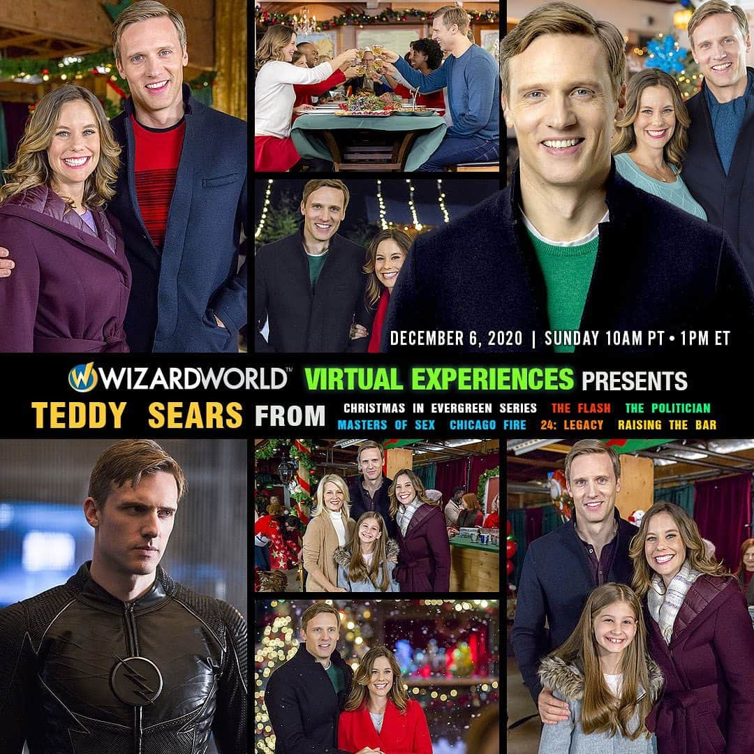 テディ・シアーズのインスタグラム：「Please join me on 12/6 for a virtual event featuring your fav @hallmarkchannel actors. Check @wizardworld for info, and stay tuned for info on a little extra fun dropping...」