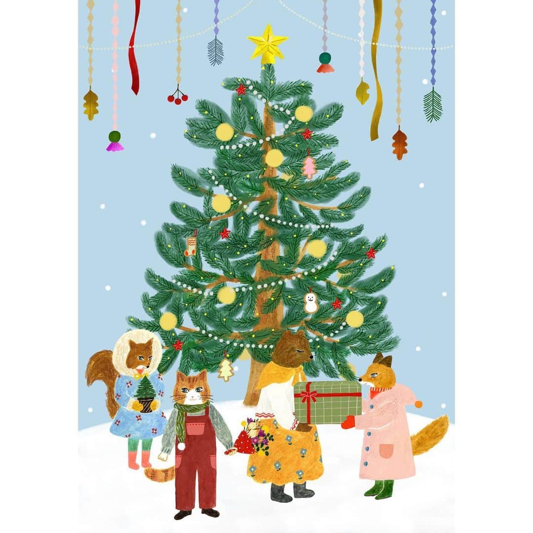 布川愛子のインスタグラム：「キナリノモールさんのクリスマス特集でイラスト担当いたしました🎄🌟　#キナリノモール  kinarino_official  #布川愛子  #aikofukawa #aikofukawa_illustration」
