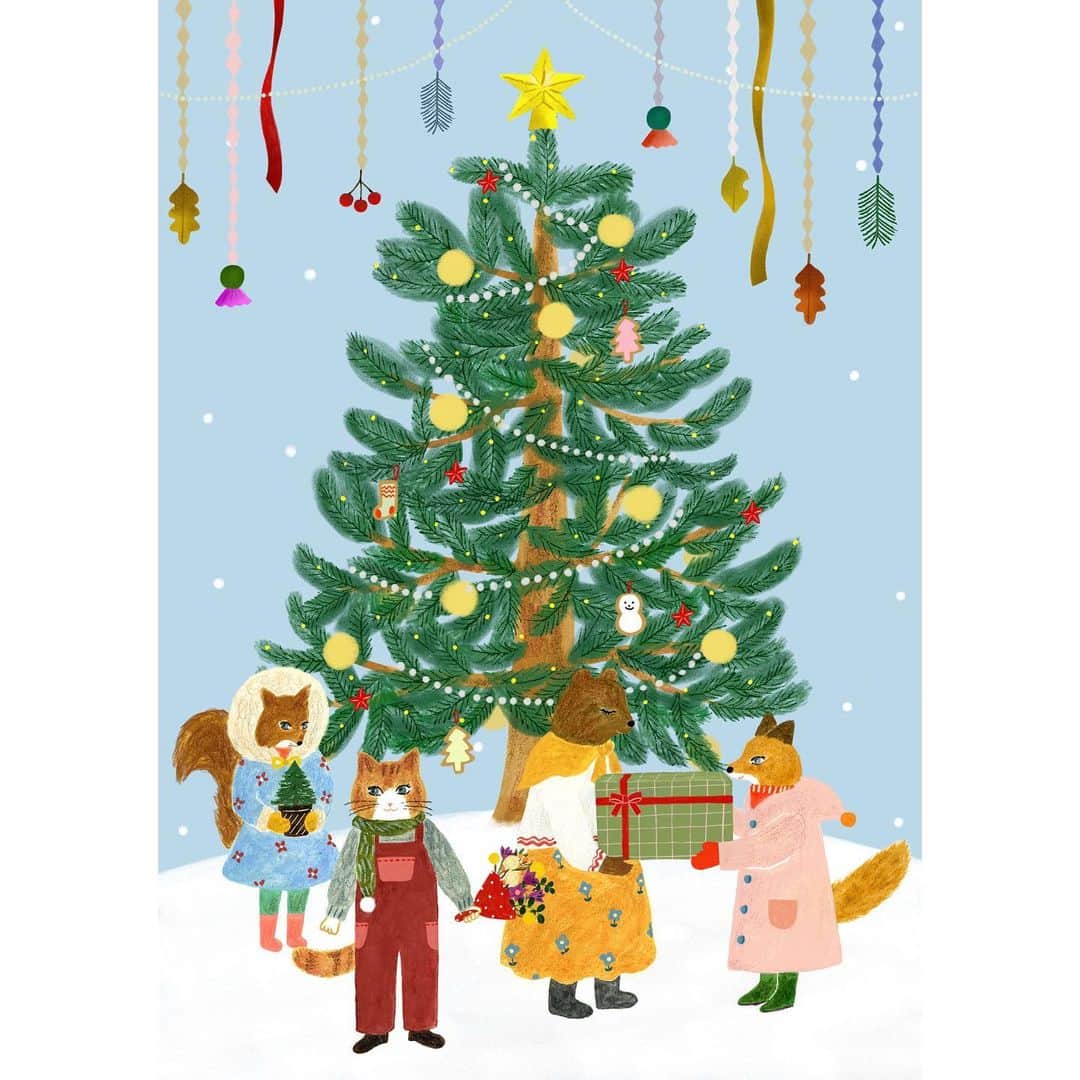 のインスタグラム：「キナリノモールさんのクリスマス特集でイラスト担当いたしました🎄🌟　#キナリノモール  kinarino_official  #布川愛子  #aikofukawa #aikofukawa_illustration」