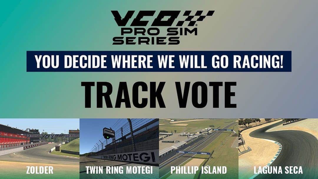 ティモ・グロックのインスタグラム：「It's time for the first-ever VCO ProSIM SERIES TRACK VOTE!  You determine where we go racing on Wednesday!   🇧🇪 ZOLDER 🇯🇵 MOTEGI 🇦🇺 PHILLIP ISLAND 🇺🇸 LAGUNA SECA  Head over to @vcoesports Twitter channel to vote NOW! (comments to this post won't be counted!)  @mahlegroup @sportsignage @dboxmotion @sifat_performance @superdrink.racing @virtualracingschool」