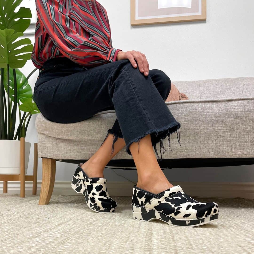 ダンスコのインスタグラム：「We are udderly obsessed with these. Shop the Professional in cow print on our website now.」