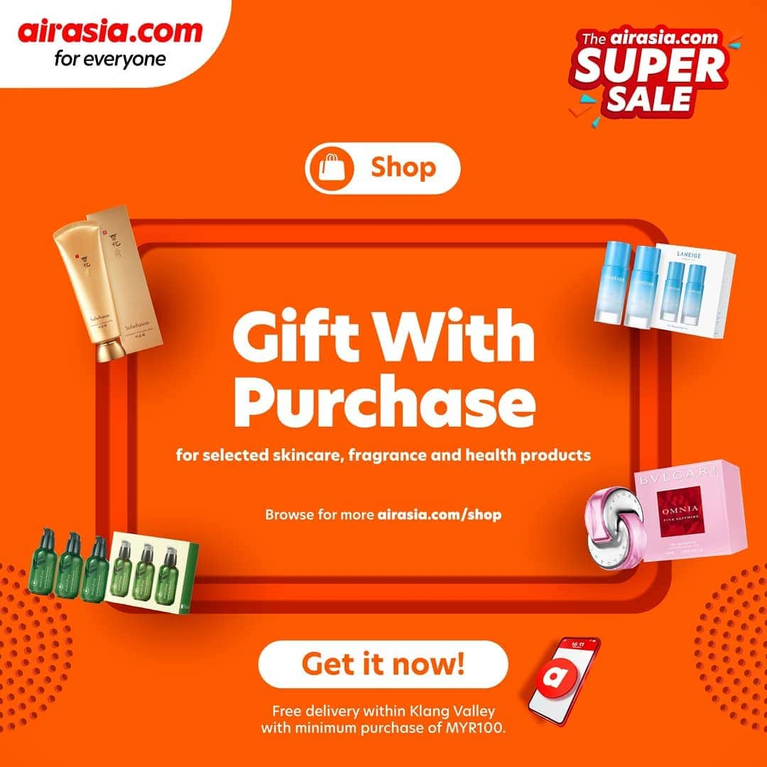 エアアジアさんのインスタグラム写真 - (エアアジアInstagram)「⚡️ @airasiashop special⚡️  Shopping for AUTHENTIC yet AFFORDABLE duty-free and travel retail has never been easier! Unleash the shopaholic self in you even at the comfort of your homes! Just head over to our bio and avail our Buy 1, Free 1 items until 22 Nov! 📦👌  And btw, we’re having a LIVE special later at 7 PM with @reemshahwa!  Stay tuned to our Facebook page cause we’re giving away exclusive promo codes and FREE cash vouchers– available for redemption only till midnight!  #airasiaForEveryone」11月18日 13時06分 - airasiasuperapp