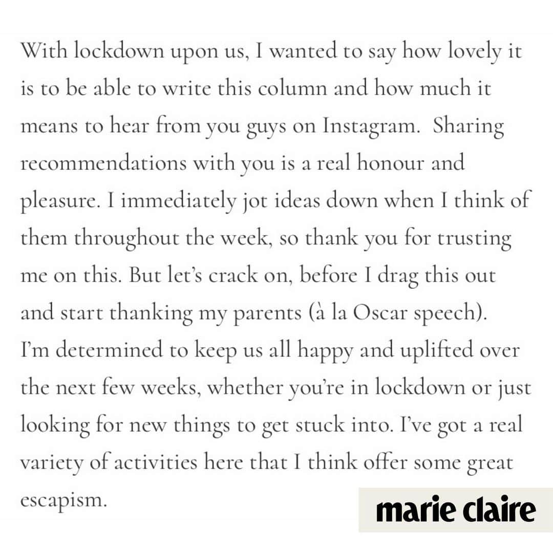Mollie Kingさんのインスタグラム写真 - (Mollie KingInstagram)「Here’s a few bits from my @marieclaireuk column this week which gives some ideas to keep us all busy in lockdown. Have you tried any of these or do you have any other ideas? Oh and I’ll show you how my Christmas wreath turns out...don’t hold your breath for a masterpiece 🤣🎄🙈 #marieclaire #lockdown #feelgood」11月18日 4時36分 - mollieking