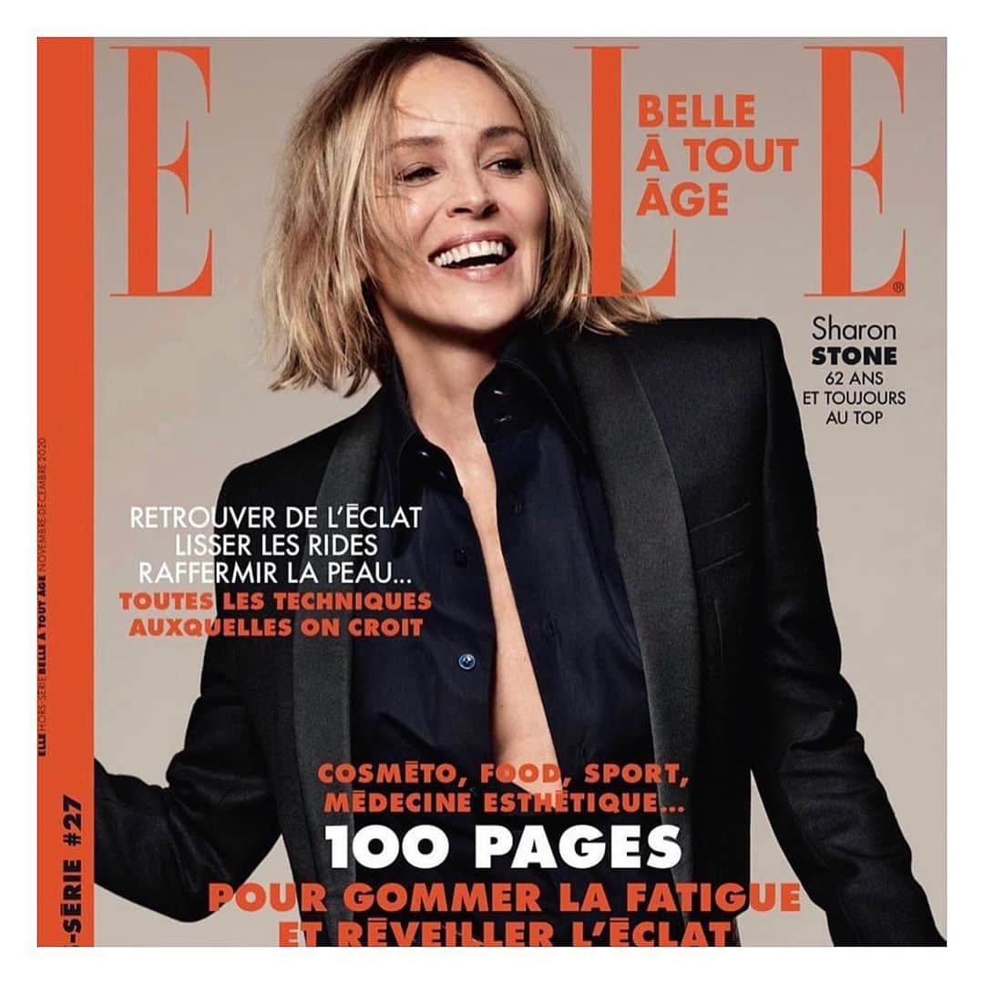 JO BAKERのインスタグラム：「S H A R O N • S T O N E 🇺🇸 Soft and timeless.... #sharonstone for @ellefr by #lizcollins 📸 Style @paris_libby @ysl Hair @giannandreahair  Nails @painted_lolly  Makeup by me #jobakermakeupartist using @weleda_usa #sheerhydrationdailycreme and @welovecoco #welovecoco」
