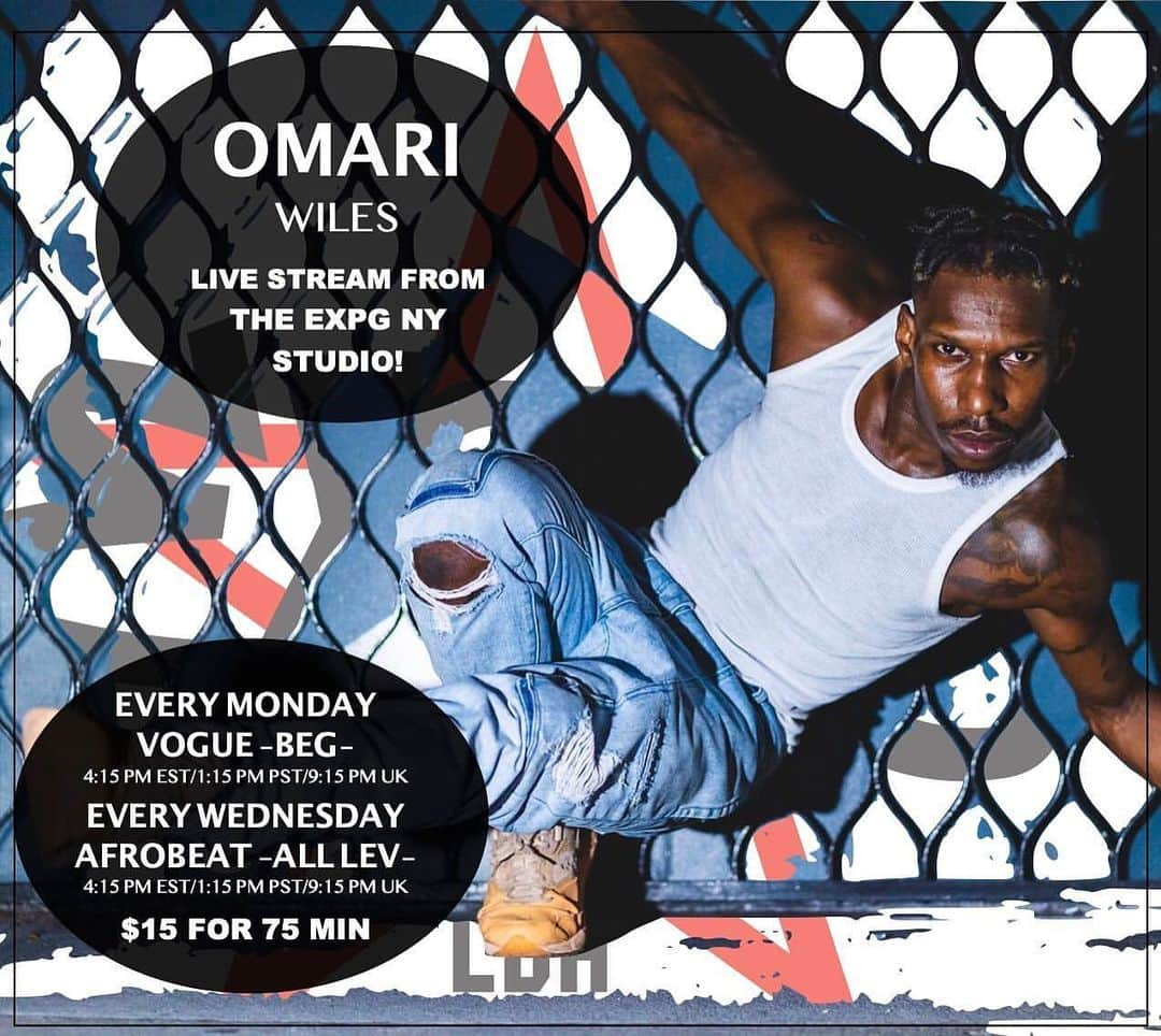 EXILE PROFESSIONAL GYMさんのインスタグラム写真 - (EXILE PROFESSIONAL GYMInstagram)「✨Afrobeat -All Lev-!! ✨ With your favorite @omari_wiles !!! Every Wednesday!【LIVESTREAM】 Time: 4:15 EST! . 🔥🔥🔥🔥🔥🔥🔥🔥🔥🔥🔥🔥  Get your tickets right now !!!   .  Click ‘Book’ and create an account OR login in to your Mind Body account to reserve ✔️ $15 online class ✔️ Private login link will be sent via email 15 minutes prior to class start 👀  ZOOM TIPS 👀 If using 📱 Zoom app best way to go 👍 Please use ‘mute’ button when not speaking. We encourage displaying your video for teacher feedback! See you on the dance floor! . #newyork #omari #afro  #voguebeginners #onlineclasses #danceclasses #livestreamclasses #expg #expgny #expgbyldh #dancers #afrobeat #classesonline」11月18日 9時15分 - expg_studio_nyc