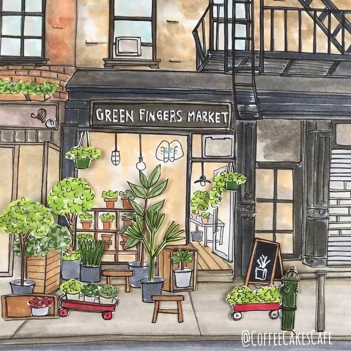 のインスタグラム：「“Lets go on an adventure...and by that I mean...let’s go to the plant store “😁 I hope this little video brings a smile to your day! Lots of blooms to choose from and always a lovely shop to visit. 🌱 They have the cutest small potted plants perfect as gifts. Since thanksgiving is in a week I thought 💭 how cute to drop off a little plant on a loved one’s or friends doorstep! 🌱🌱 It’s the perfect thanksgiving gift from a distance 😊 Happy midweek everyone 💚 @greenfingersmarket  . . . . . #stopmotion #lowereastsidenyc #greenfingersmarket #plantsmakepeoplehappy #thisisnewyorkcity #stopmotionanimation #westvillage #greenwichvillagenyc #bitsofbuildings #igersofnyc #timeoutnewyork #chasing_facades #picturesofnewyork #made_in_ny #seeyourcity #newyorkgram #prettycitynewyork #newyorkarea #facade #facadelovers #streetsofnewyork #picame #stopmotionvideo #icapture_nyc #instagramnyc #coffeecakescafe #storefront #urbansketchers」