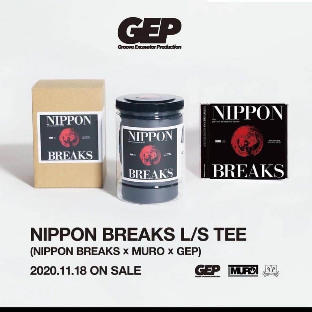 MUROさんのインスタグラム写真 - (MUROInstagram)「本日発売の「NIPPON BREAKS」を記念して🇯🇵 @gep_tokyo に数量限定で Tシャツを作って頂きマスター @towervinyl にも本日入荷☀️」11月18日 14時09分 - dj_muro