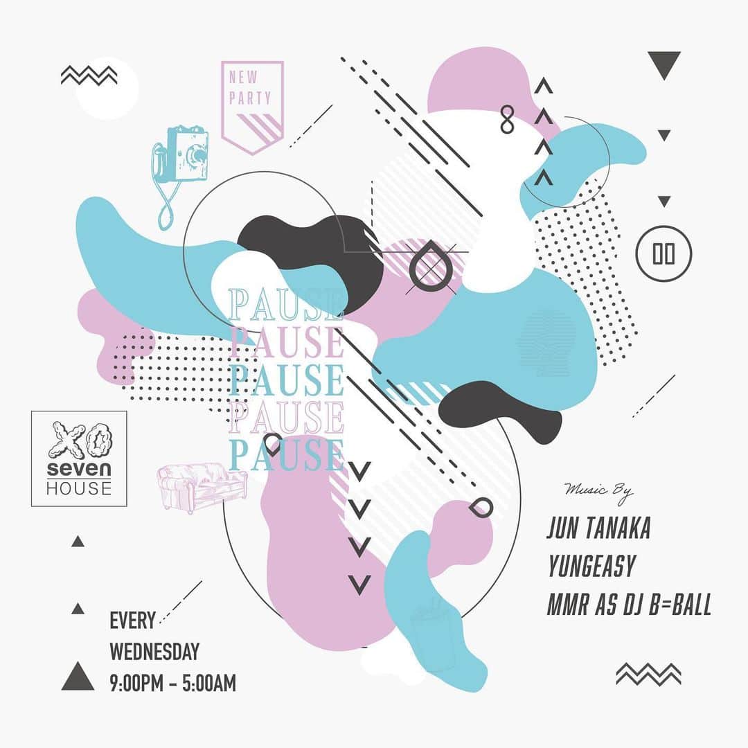 DJ B=BALLのインスタグラム：「Wednesday @sevenhouse.osaka  with @djjuntanaka @yungeasy_takeno  Tonight! Catch me here」
