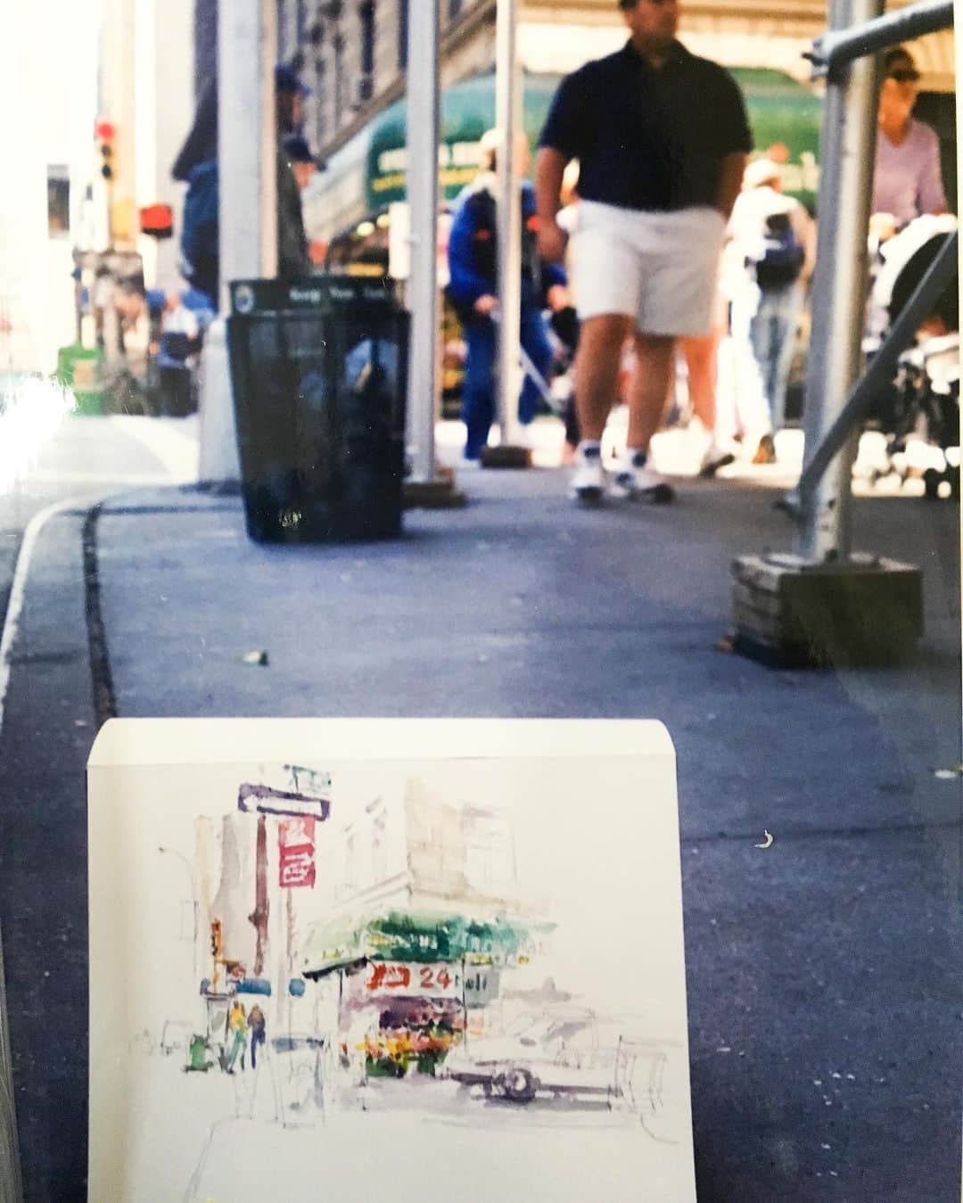 柴崎春通のインスタグラム：「Twenty years ago, in New York.  20年前、ニューヨーク。  #shiba_watercolor #watercolor #watercolorpainting #sketch #painting #drawing #youtuber #newyork #ニューヨーク」