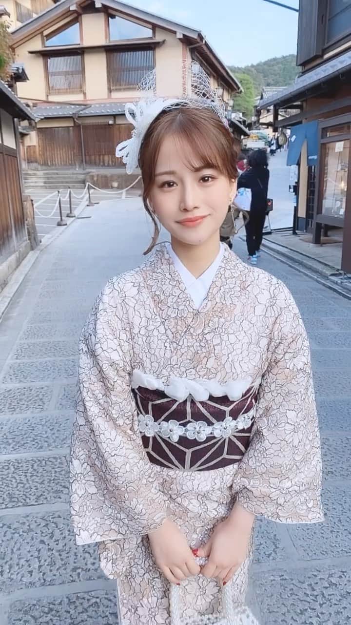 のインスタグラム：「* * 京さんぽ💗🥰 * * レースの着物は　@kimonomiyabikyoto  * * * #京都 #京都観光 #彼女とデートなうに使っていいよ」