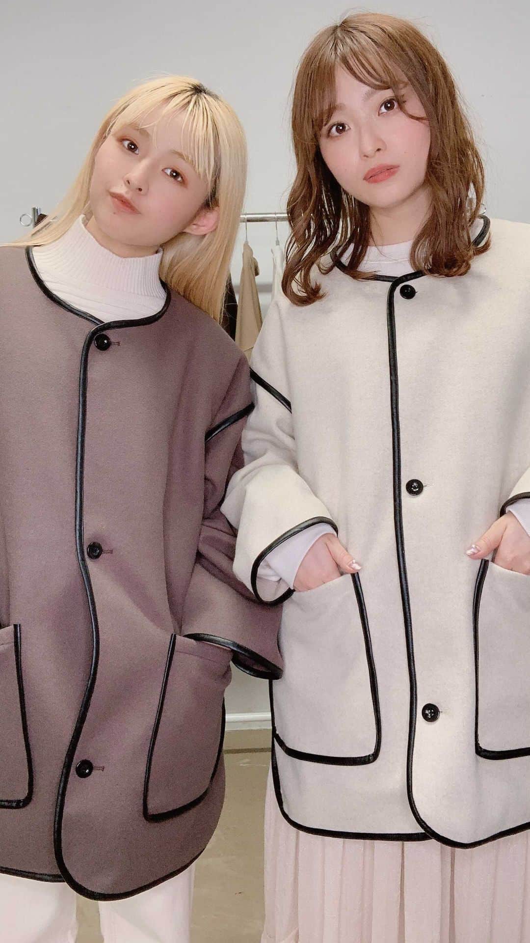 Vannie Officialのインスタグラム：「ノーカラーパイピングショートコートのご紹介です⸜❤︎⸝‍」