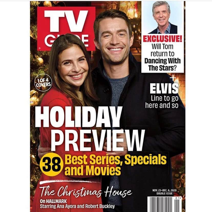 ロバート・バックリーのインスタグラム：「This. Is. Awesome. I loved @tvguidemagazine as a kid, so to be on the cover promoting a movie based on that little kid’s Christmas tradition is supremely cool. The Christmas House premieres this Sunday the 22nd at 8pm on @hallmarkchannel.」