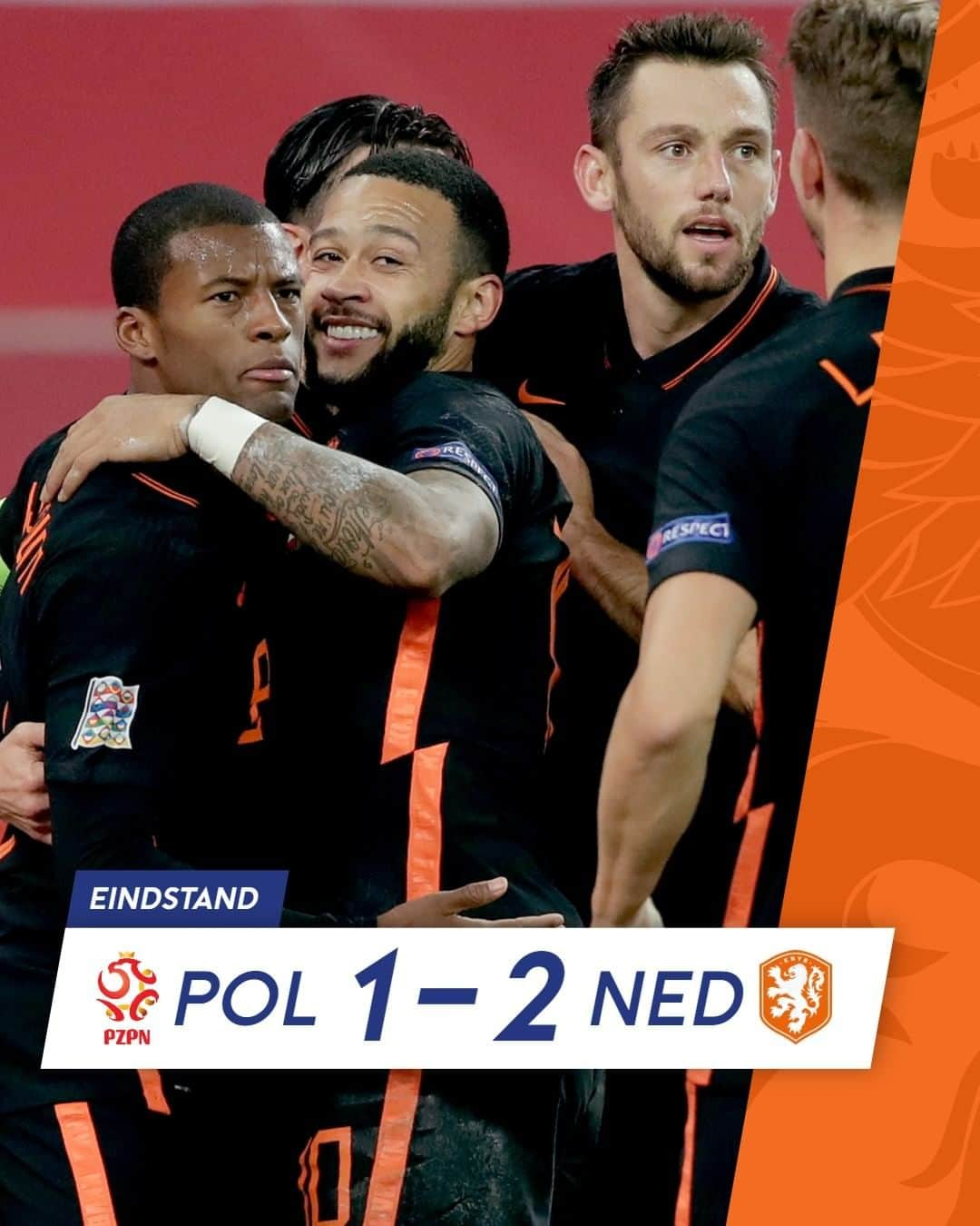 サッカー オランダ代表チームさんのインスタグラム写真 - (サッカー オランダ代表チームInstagram)「That's the spirit! 🔥🦁  #POLNED #NATIONSLEAGUE」11月19日 6時40分 - onsoranje