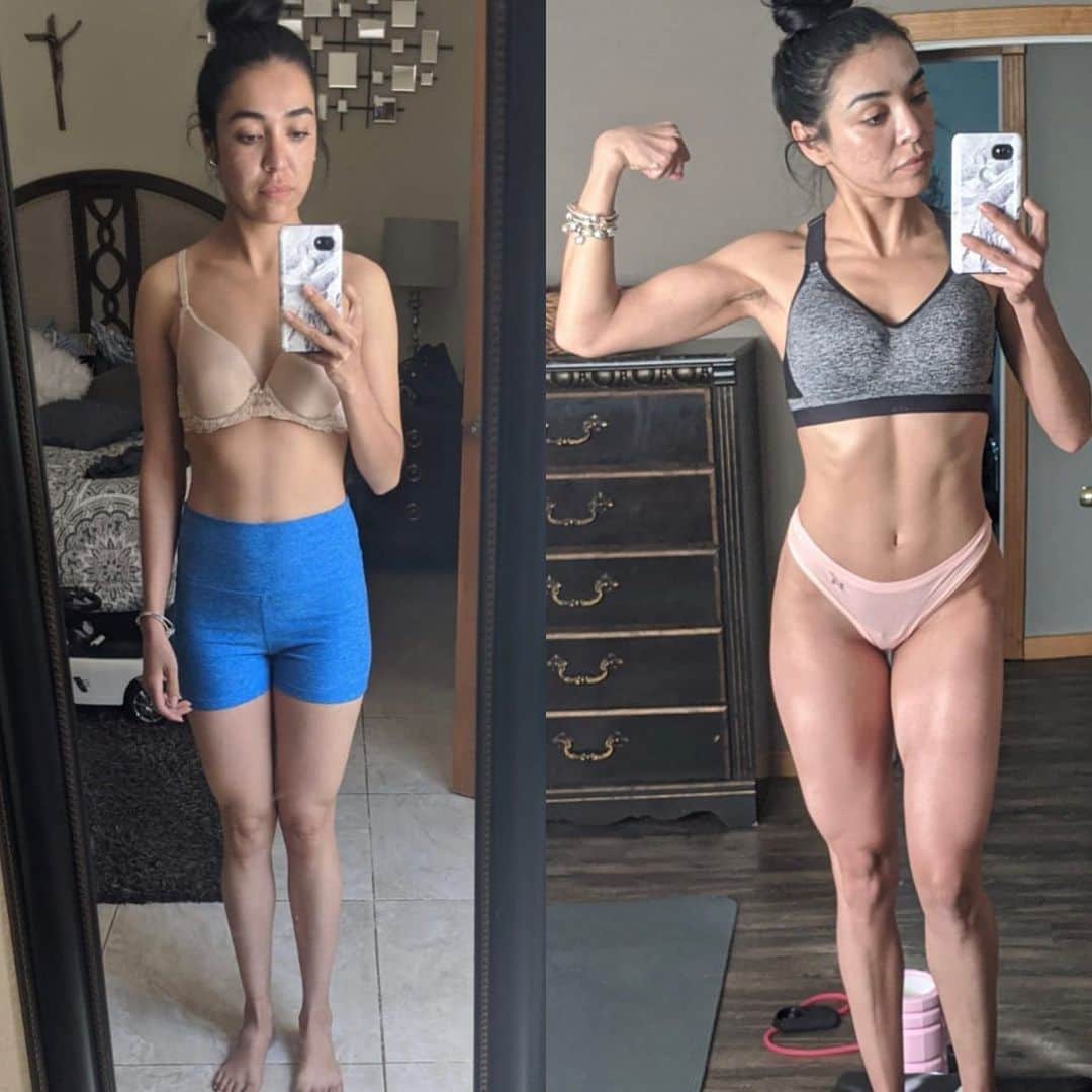 Jessica Arevaloのインスタグラム：「Top 10 Finalist!!  - So many amazing transformations to choose from and it was really tough just choosing 10. These are from my 6 Week Fall Challenge! 🤩 _  PLEASE VOTE FOR YOUR TOP 3 FAVORITE TRANSFORMATIONS!  _ TOP 3 WINNERS WILL BE ANNOUNCED TOMORROW! EACH WINNER WILL RECEIVE A PRIZE   FINALIST IN ALPHABETICAL ORDER! - Bianka Hernandez: 108-112lbs   Dimitra Mei: 118.6lbs-173.3-159.8lbs   Jessica Duchesne: 132.2-125.7lbs  Kayla Shaffer: 141.8-131.8lbs   Kristi Deneiko: 131-131lbs  Maria Aline Arey: 134.4-130lbs  Nicole Ponce: 126.8-121lbs: 126.8-123.7lbs  Samantha Jaramillo: 172.8lbs-153.6  Stephanie Greenwood: 130.4lbs-125.2lbs  Valerie Briones: 122.2-117lbs」