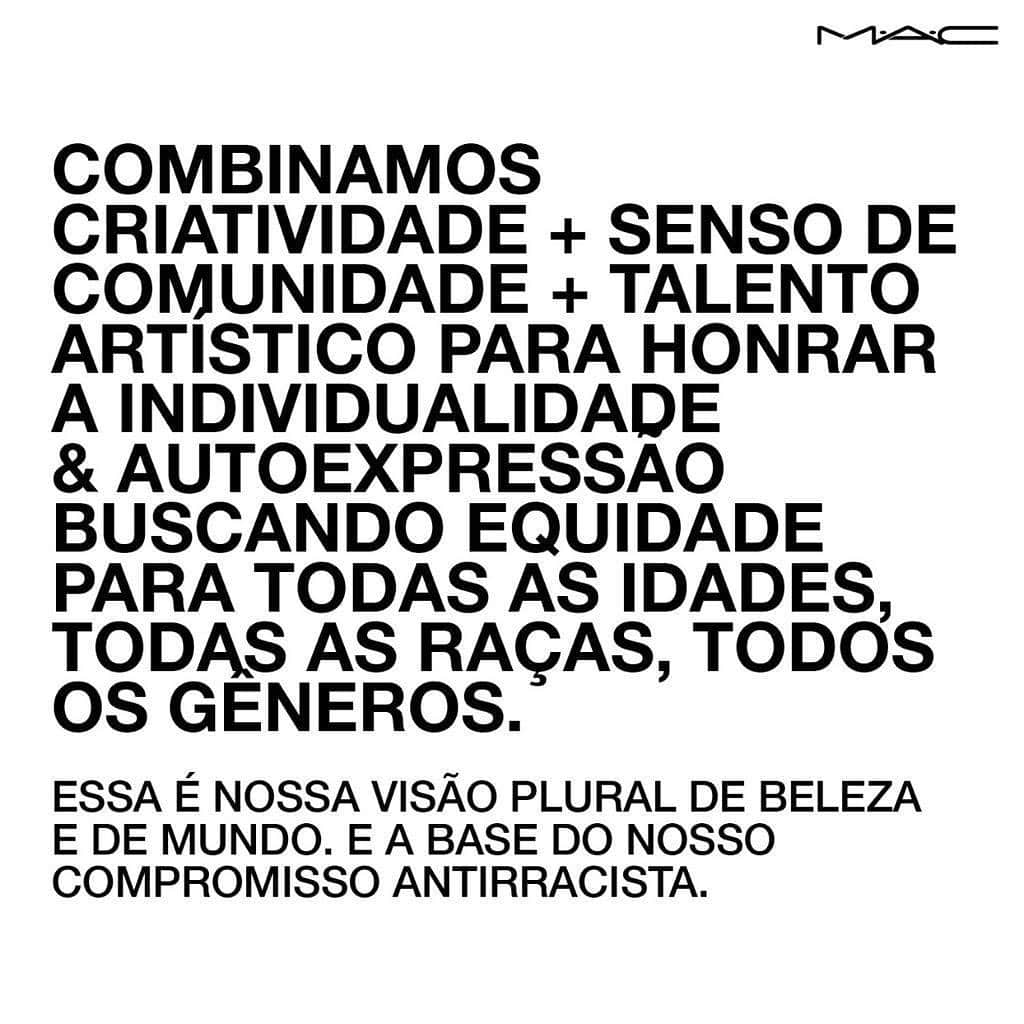 M·A·C Cosmetics BRさんのインスタグラム写真 - (M·A·C Cosmetics BRInstagram)「Nós da M•A•C Brasil entendemos a importância e o nosso dever em apoiar mudanças para uma sociedade mais justa, diversa e inclusiva. Por isso, assumimos publicamente nosso compromisso com a pauta antirracista.  Arrasta para o lado e conheça todas as metas e ações de curto e longo prazos que abraçamos. ➡️  Convidamos nossos fãs e clientes a fazerem parte desse processo de transformação junto com a gente.  #VidasNegrasImportam #CompromissoMAC」11月18日 23時43分 - maccosmeticsbrasil